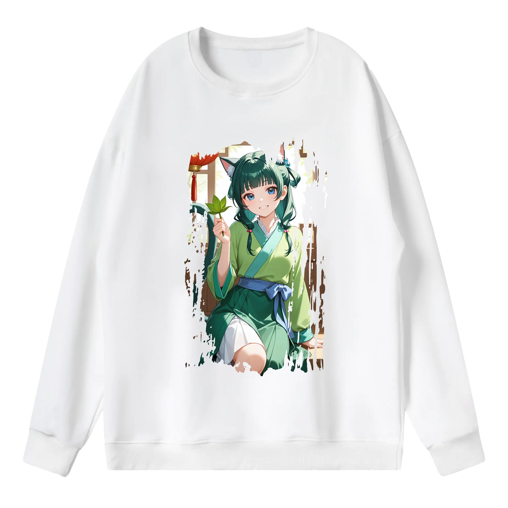 薬屋のひとりごと グッズ,猫猫 - 薄手 クルーネック スウェット 裏毛260g · ポリエステル 春秋向け カジュアル 男女兼用 · トレーナー デイリー スポーツ 散歩に最適