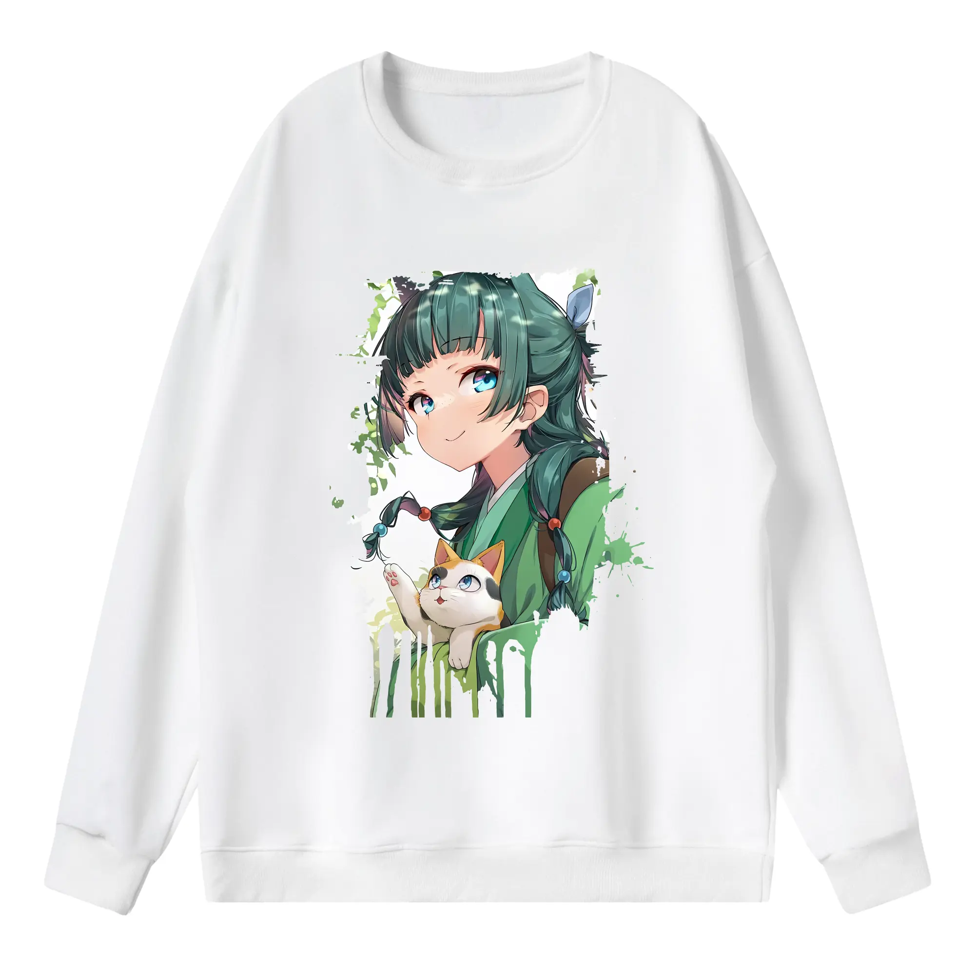 薬屋のひとりごと グッズ,猫猫 - 薄手 クルーネック スウェット 裏毛260g · ポリエステル 春秋向け カジュアル 男女兼用 · トレーナー デイリー スポーツ 散歩に最適
