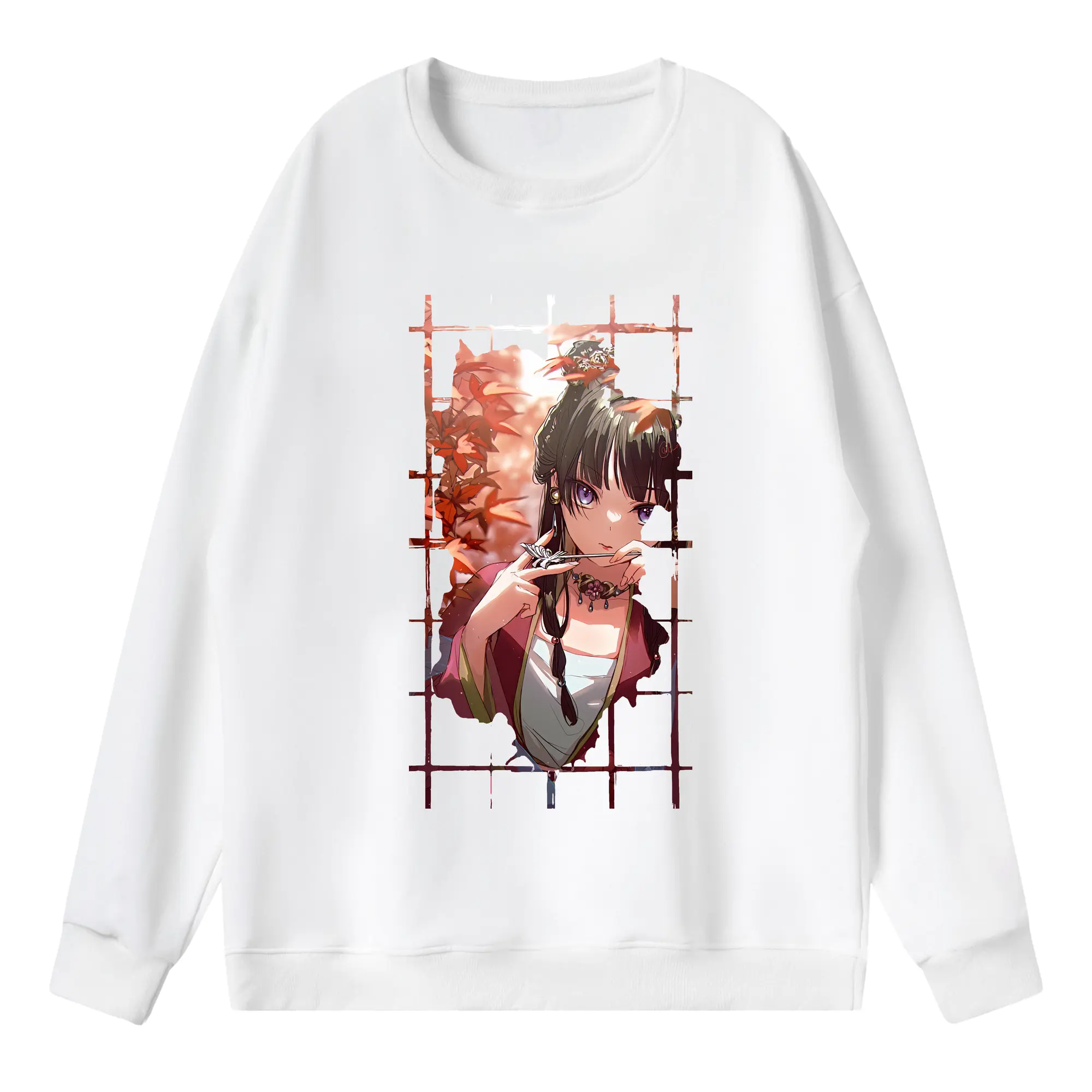 薬屋のひとりごと グッズ,猫猫 - 薄手 クルーネック スウェット 裏毛260g · ポリエステル 春秋向け カジュアル 男女兼用 · トレーナー デイリー スポーツ 散歩に最適