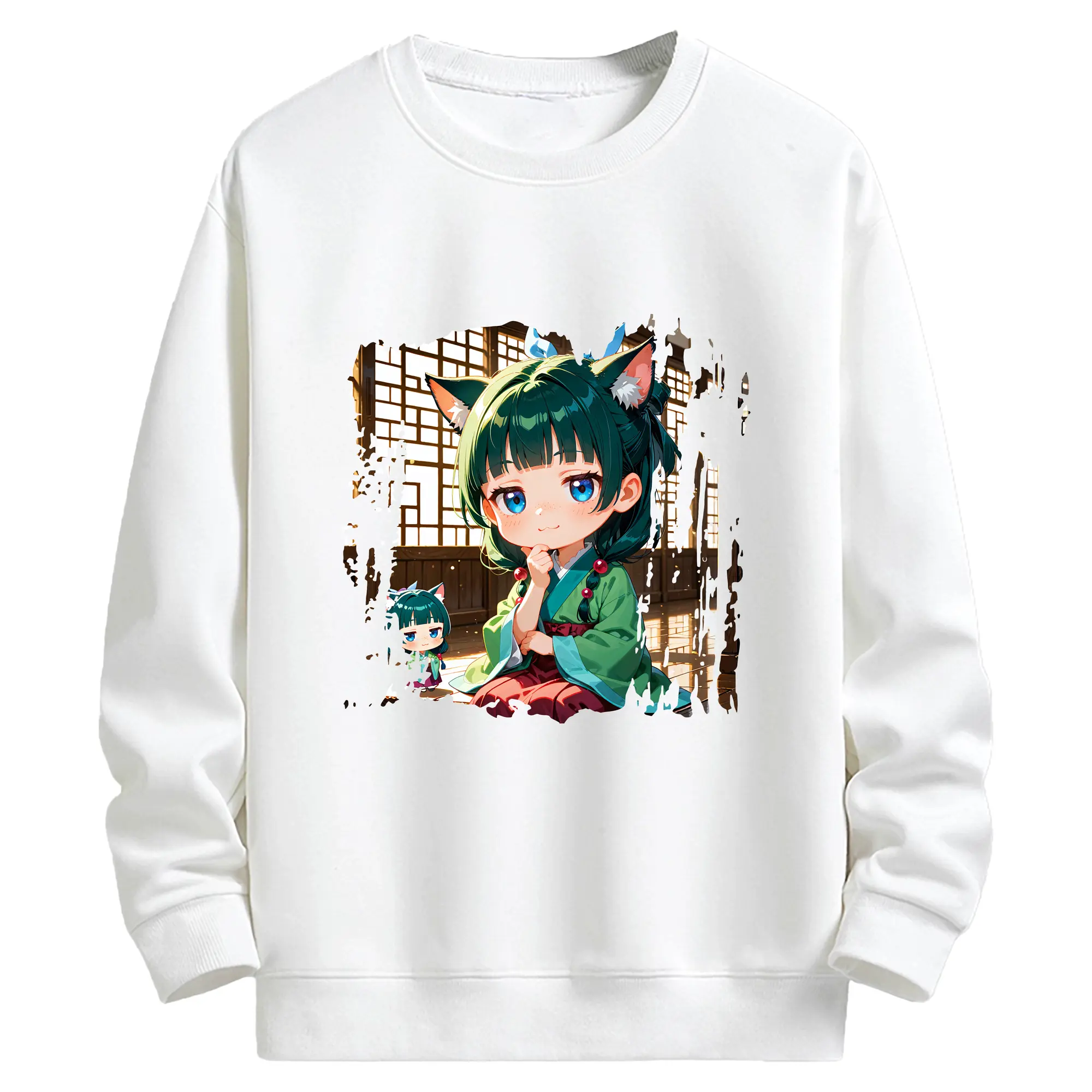 薬屋のひとりごと グッズ,猫猫 - キッズ クルーネックスウェットシャツ ・ フロントプリント ・ 綿80％ ポリエステル20％ ・ 快適 通学 スポーツ 日常使い お散歩用