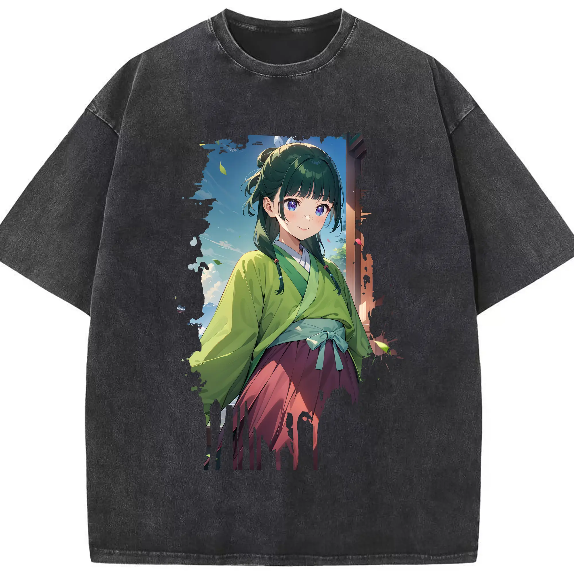 薬屋のひとりごと グッズ,猫猫 - 綿100％ ヴィンテージ風 半袖Tシャツ ・ フロントプリント ・ 柔らか肌触り ・ 通気性 快適 ・ スポーツ カジュアル 外出用