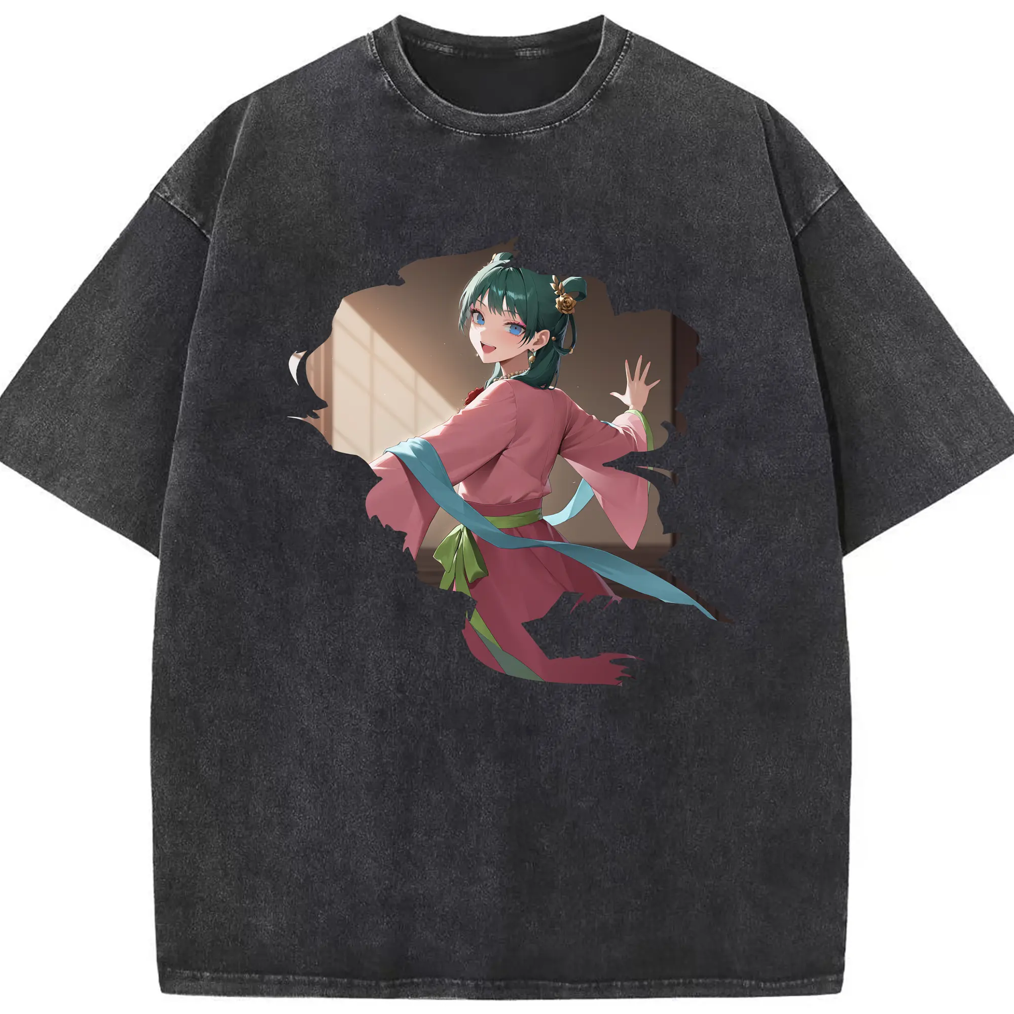 薬屋のひとりごと グッズ,猫猫 - 綿100％ ヴィンテージ風 半袖Tシャツ ・ フロントプリント ・ 柔らか肌触り ・ 通気性 快適 ・ スポーツ カジュアル 外出用