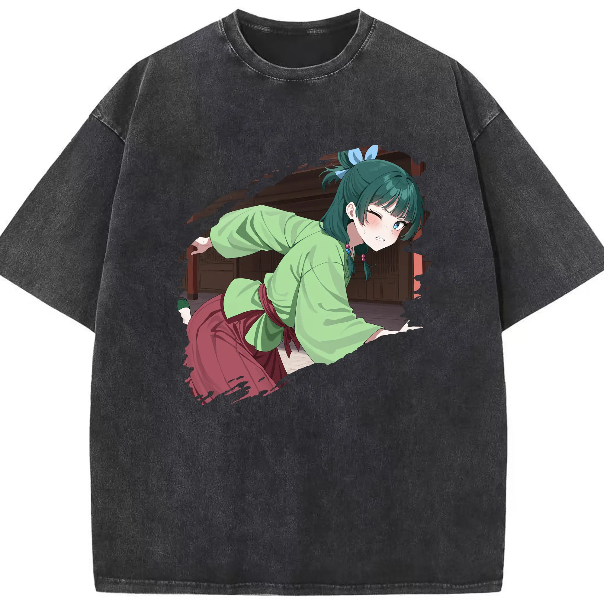 薬屋のひとりごと グッズ,猫猫 - 綿100％ ヴィンテージ風 半袖Tシャツ ・ フロントプリント ・ 柔らか肌触り ・ 通気性 快適 ・ スポーツ カジュアル 外出用