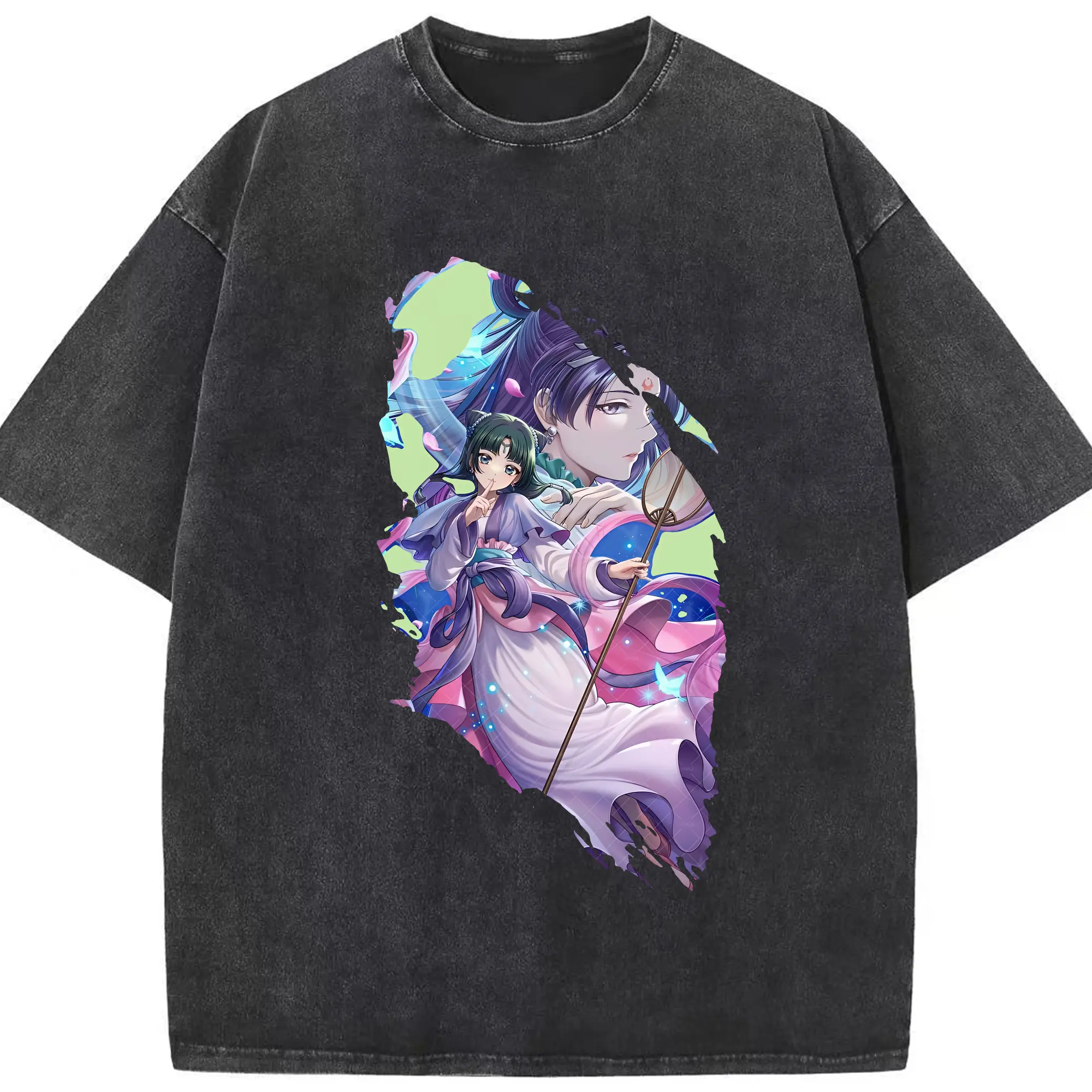 薬屋のひとりごと グッズ,猫猫 - 綿100％ ヴィンテージ風 半袖Tシャツ ・ フロントプリント ・ 柔らか肌触り ・ 通気性 快適 ・ スポーツ カジュアル 外出用