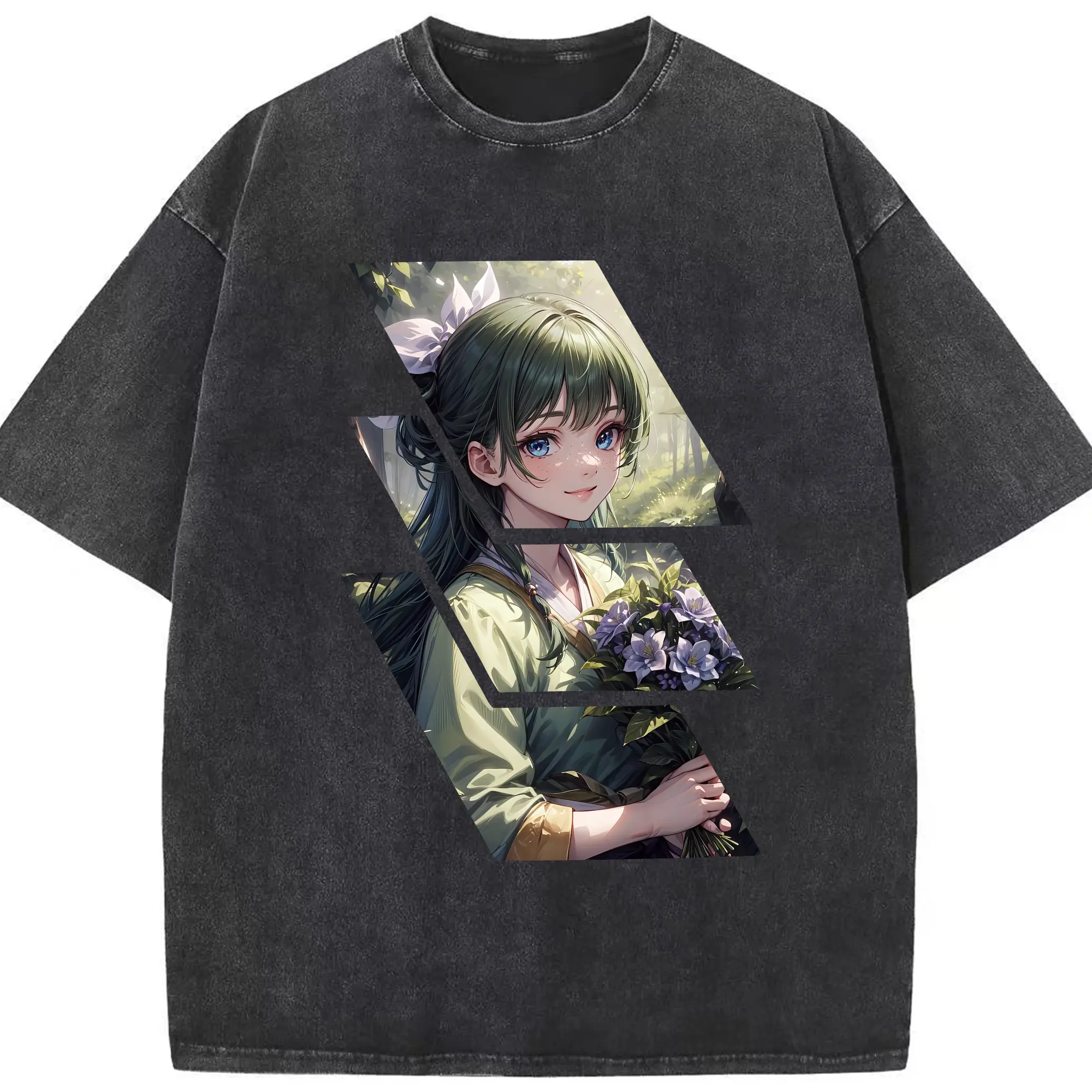 薬屋のひとりごと グッズ,猫猫 - 綿100％ ヴィンテージ風 半袖Tシャツ ・ フロントプリント ・ 柔らか肌触り ・ 通気性 快適 ・ スポーツ カジュアル 外出用