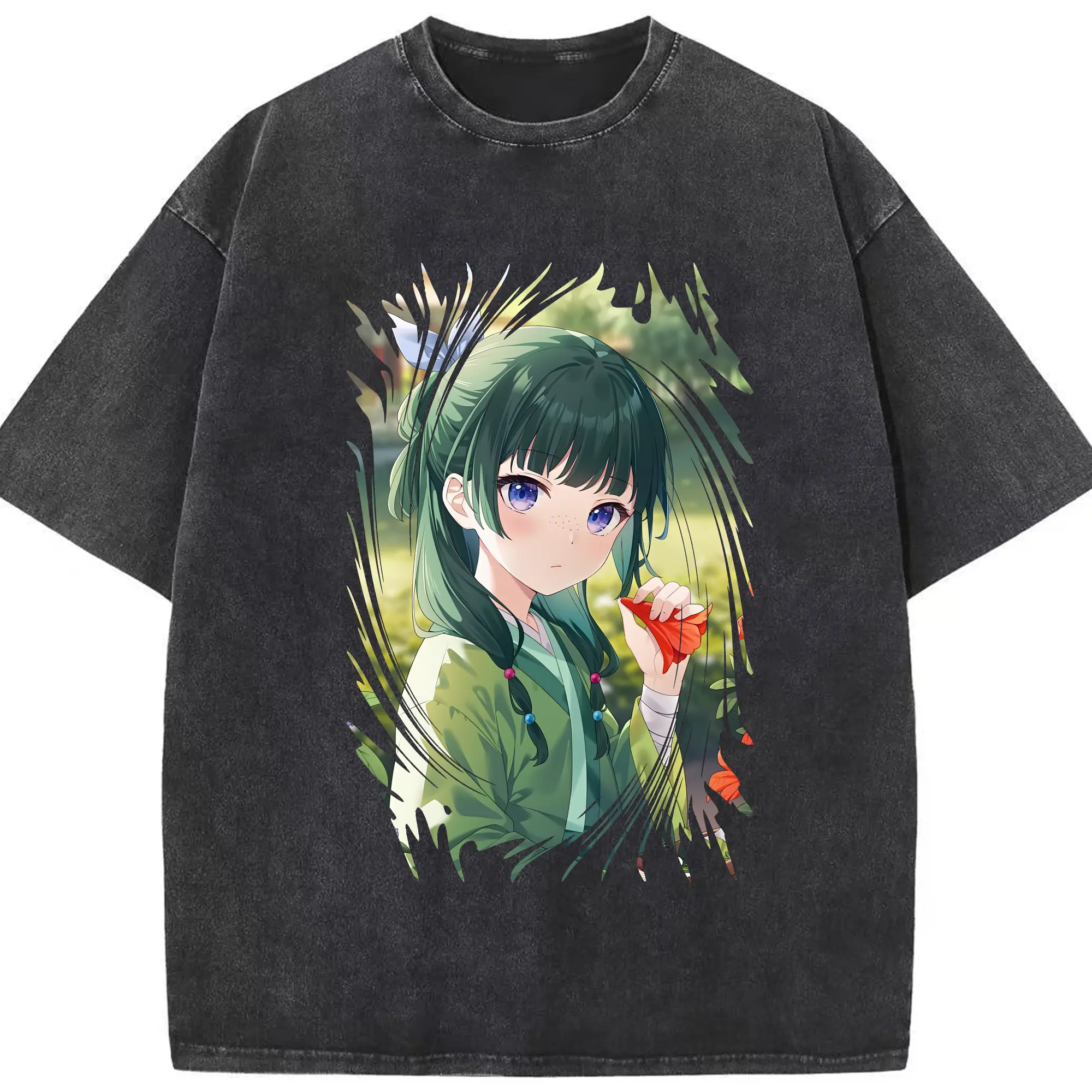 薬屋のひとりごと グッズ,猫猫 - 綿100％ ヴィンテージ風 半袖Tシャツ ・ フロントプリント ・ 柔らか肌触り ・ 通気性 快適 ・ スポーツ カジュアル 外出用