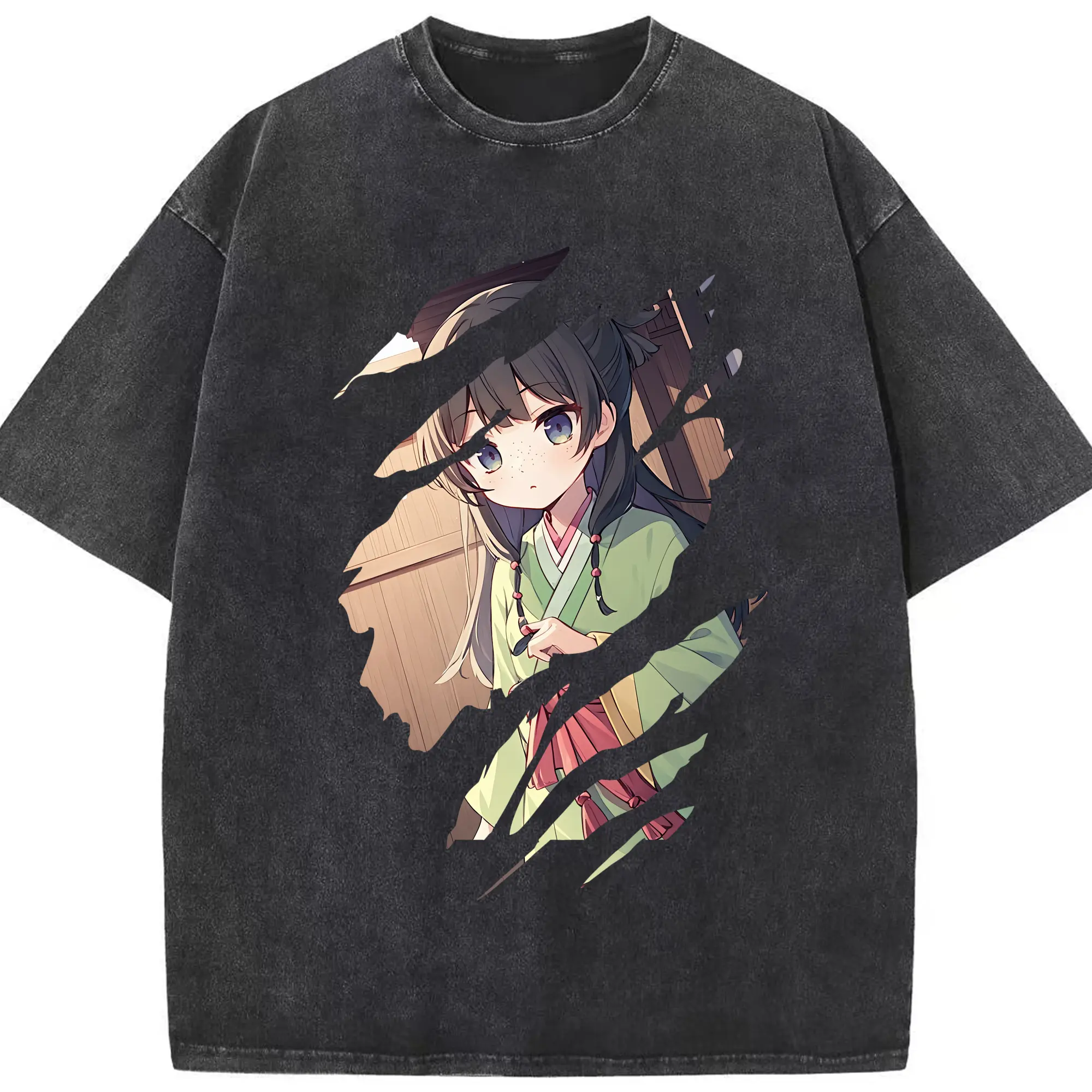 薬屋のひとりごと グッズ,猫猫 - 綿100％ ヴィンテージ風 半袖Tシャツ ・ フロントプリント ・ 柔らか肌触り ・ 通気性 快適 ・ スポーツ カジュアル 外出用