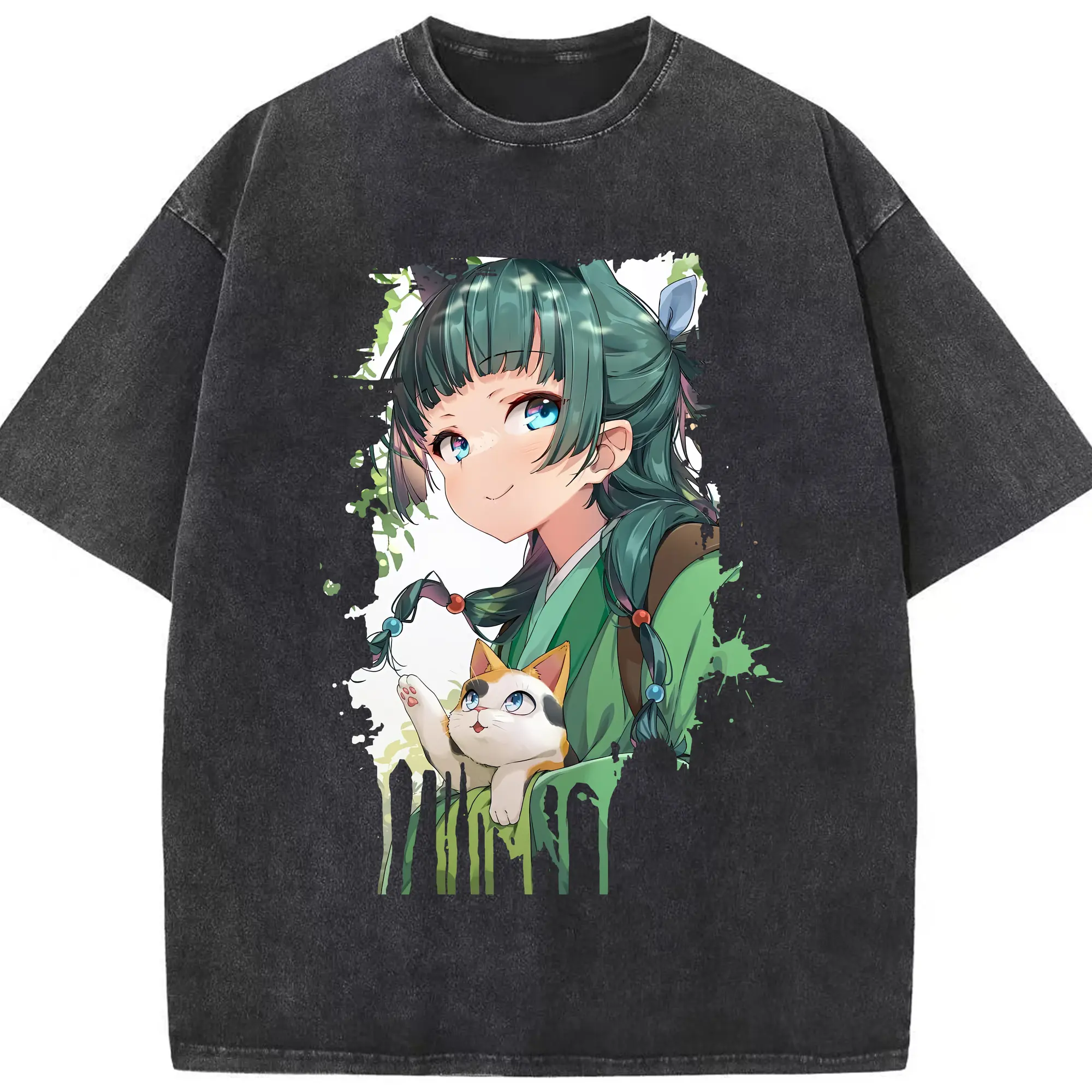 薬屋のひとりごと グッズ,猫猫 - 綿100％ ヴィンテージ風 半袖Tシャツ ・ フロントプリント ・ 柔らか肌触り ・ 通気性 快適 ・ スポーツ カジュアル 外出用