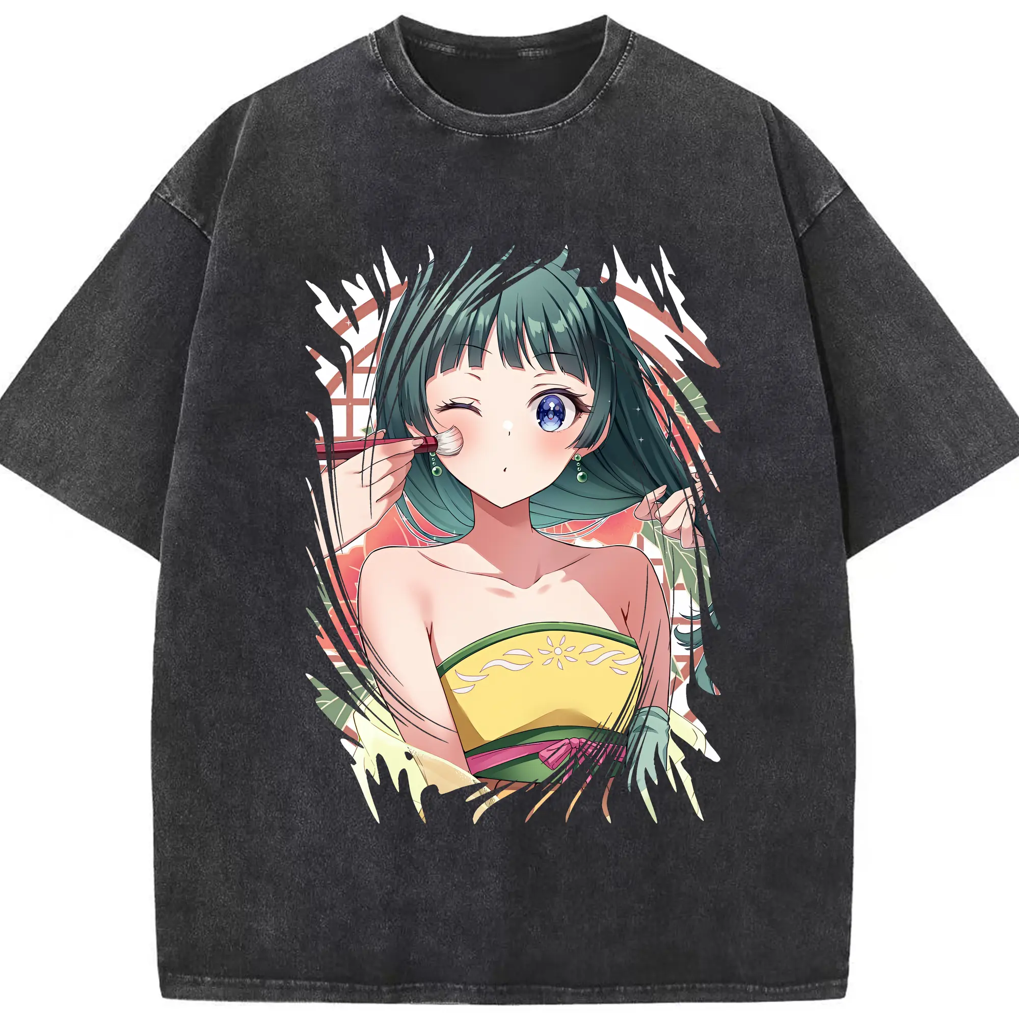 薬屋のひとりごと グッズ,猫猫 - 綿100％ ヴィンテージ風 半袖Tシャツ ・ フロントプリント ・ 柔らか肌触り ・ 通気性 快適 ・ スポーツ カジュアル 外出用