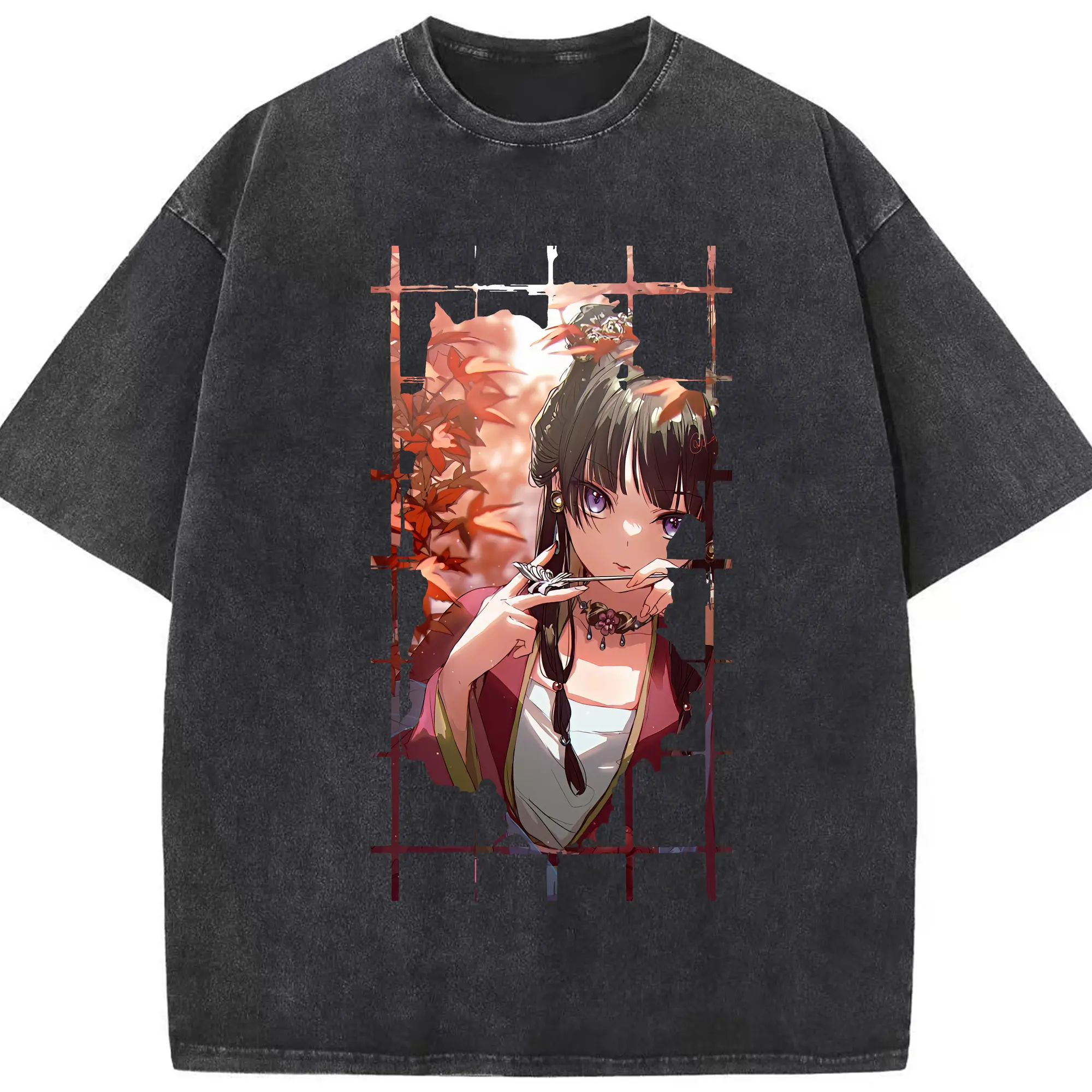 薬屋のひとりごと グッズ,猫猫 - 綿100％ ヴィンテージ風 半袖Tシャツ ・ フロントプリント ・ 柔らか肌触り ・ 通気性 快適 ・ スポーツ カジュアル 外出用