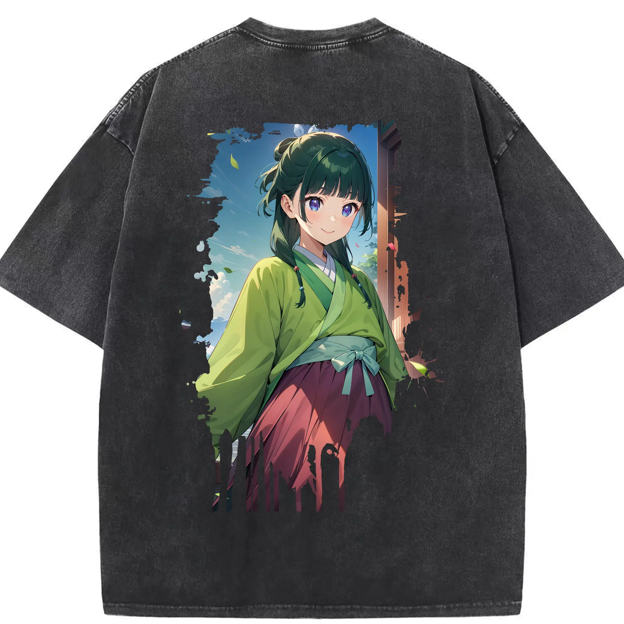 薬屋のひとりごと グッズ,猫猫 - 綿100％ ヴィンテージ風 半袖Tシャツ ・ 背面プリント ・ 柔らか肌触り ・ 通気性 快適 ・ スポーツ カジュアル 外出用