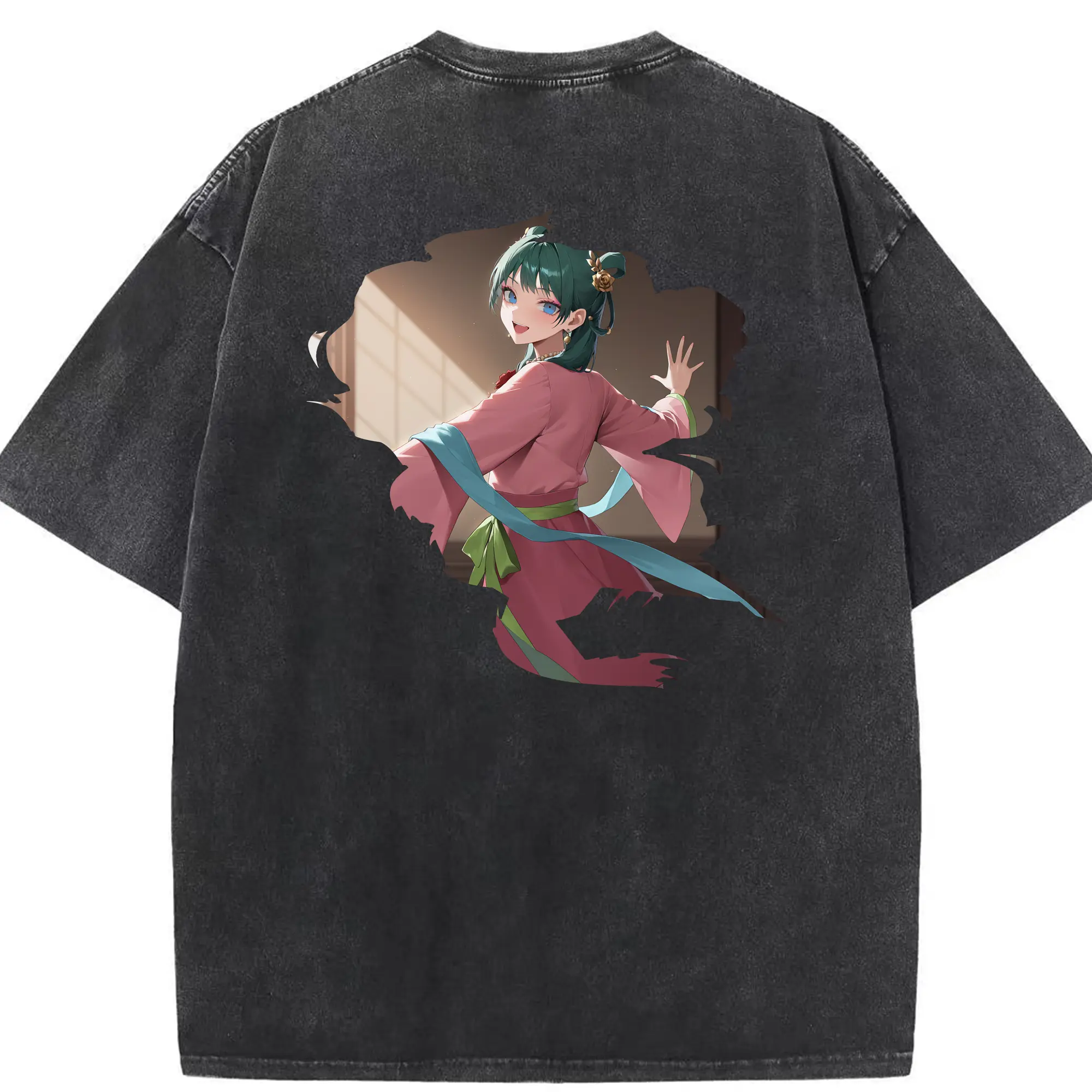 薬屋のひとりごと グッズ,猫猫 - 綿100％ ヴィンテージ風 半袖Tシャツ ・ 背面プリント ・ 柔らか肌触り ・ 通気性 快適 ・ スポーツ カジュアル 外出用