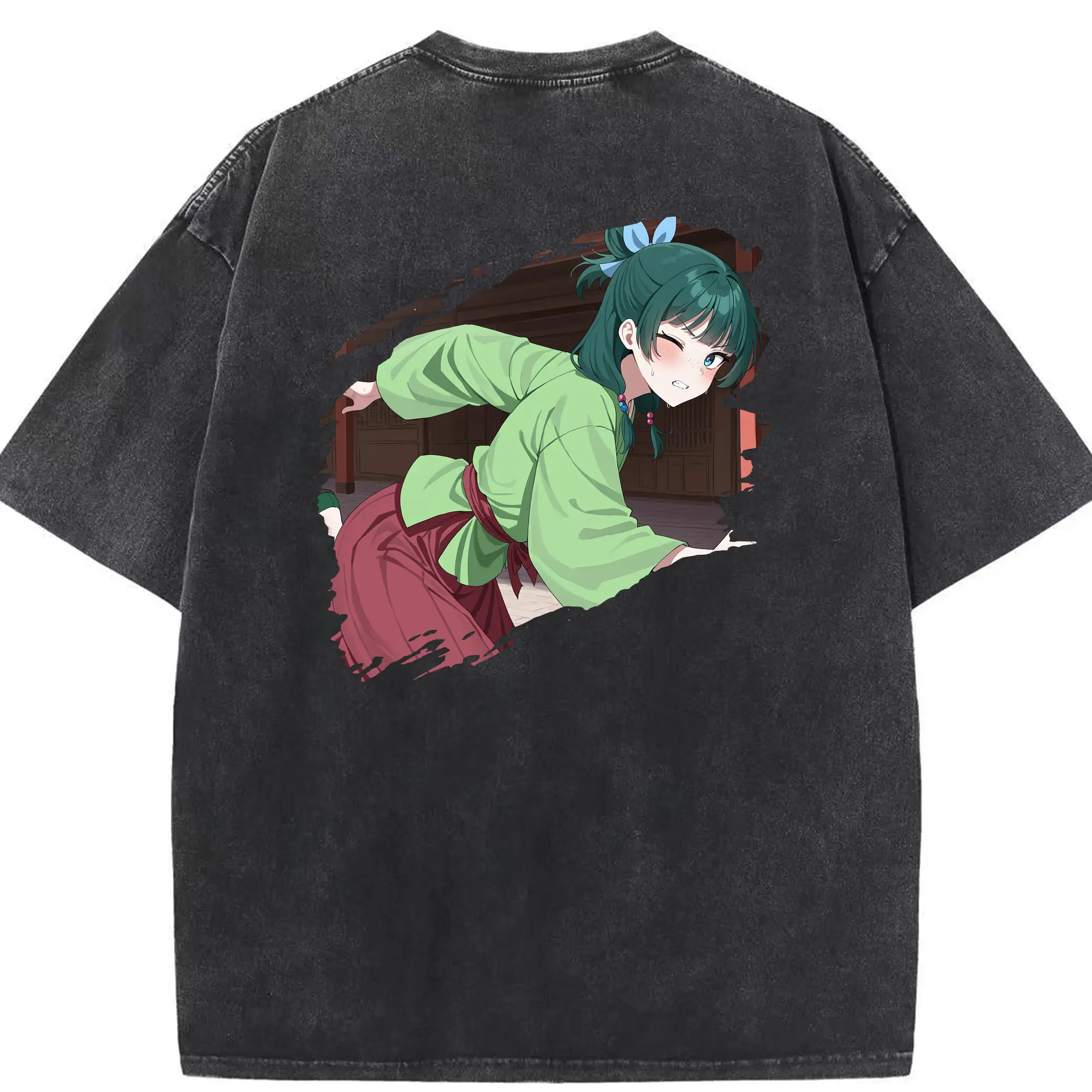 薬屋のひとりごと グッズ,猫猫 - 綿100％ ヴィンテージ風 半袖Tシャツ ・ 背面プリント ・ 柔らか肌触り ・ 通気性 快適 ・ スポーツ カジュアル 外出用