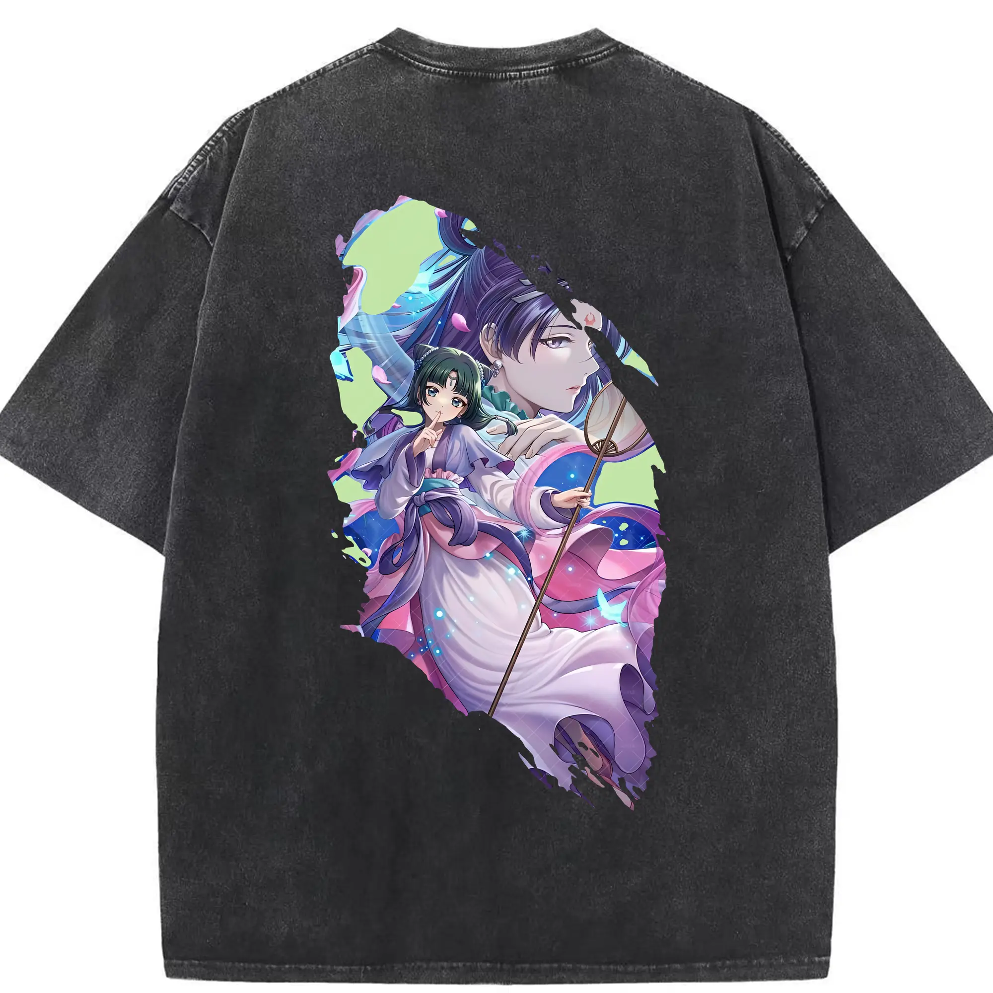 薬屋のひとりごと グッズ,猫猫 - 綿100％ ヴィンテージ風 半袖Tシャツ ・ 背面プリント ・ 柔らか肌触り ・ 通気性 快適 ・ スポーツ カジュアル 外出用