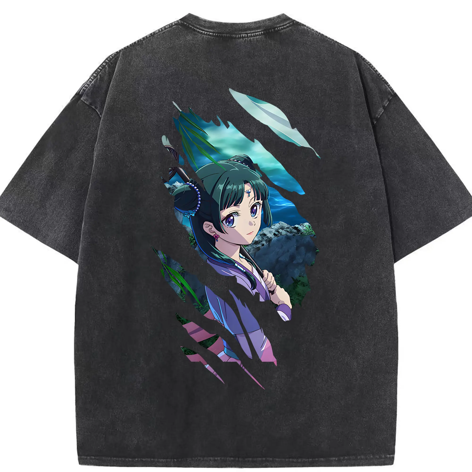 薬屋のひとりごと グッズ,猫猫 - 綿100％ ヴィンテージ風 半袖Tシャツ ・ 背面プリント ・ 柔らか肌触り ・ 通気性 快適 ・ スポーツ カジュアル 外出用