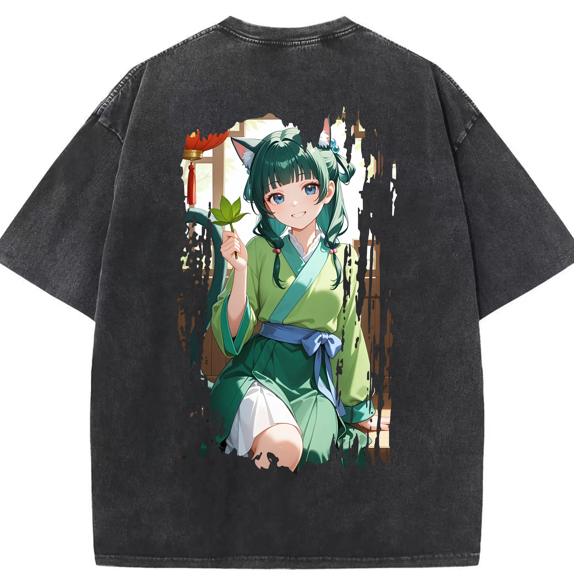 薬屋のひとりごと グッズ,猫猫 - 綿100％ ヴィンテージ風 半袖Tシャツ ・ 背面プリント ・ 柔らか肌触り ・ 通気性 快適 ・ スポーツ カジュアル 外出用