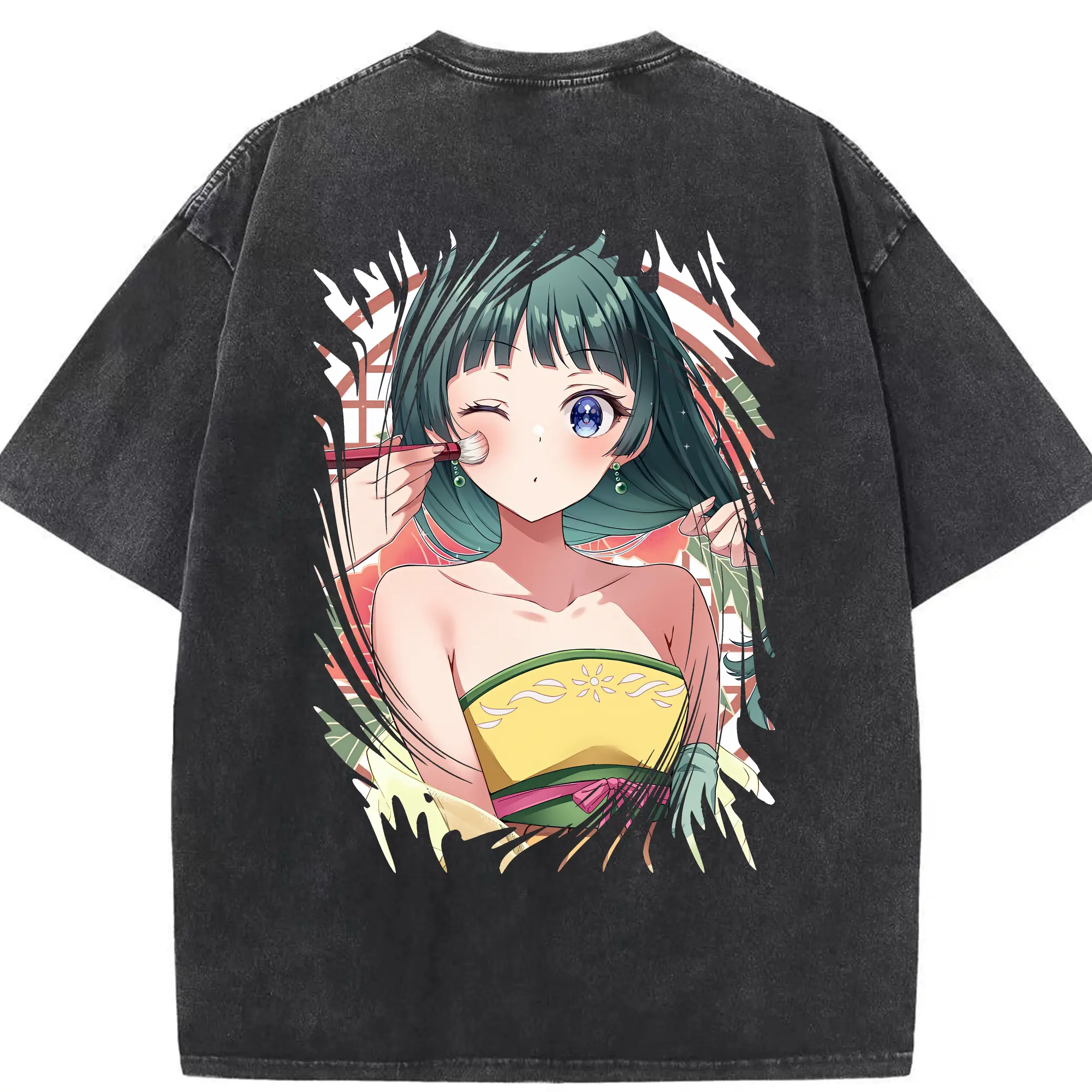 薬屋のひとりごと グッズ,猫猫 - 綿100％ ヴィンテージ風 半袖Tシャツ ・ 背面プリント ・ 柔らか肌触り ・ 通気性 快適 ・ スポーツ カジュアル 外出用