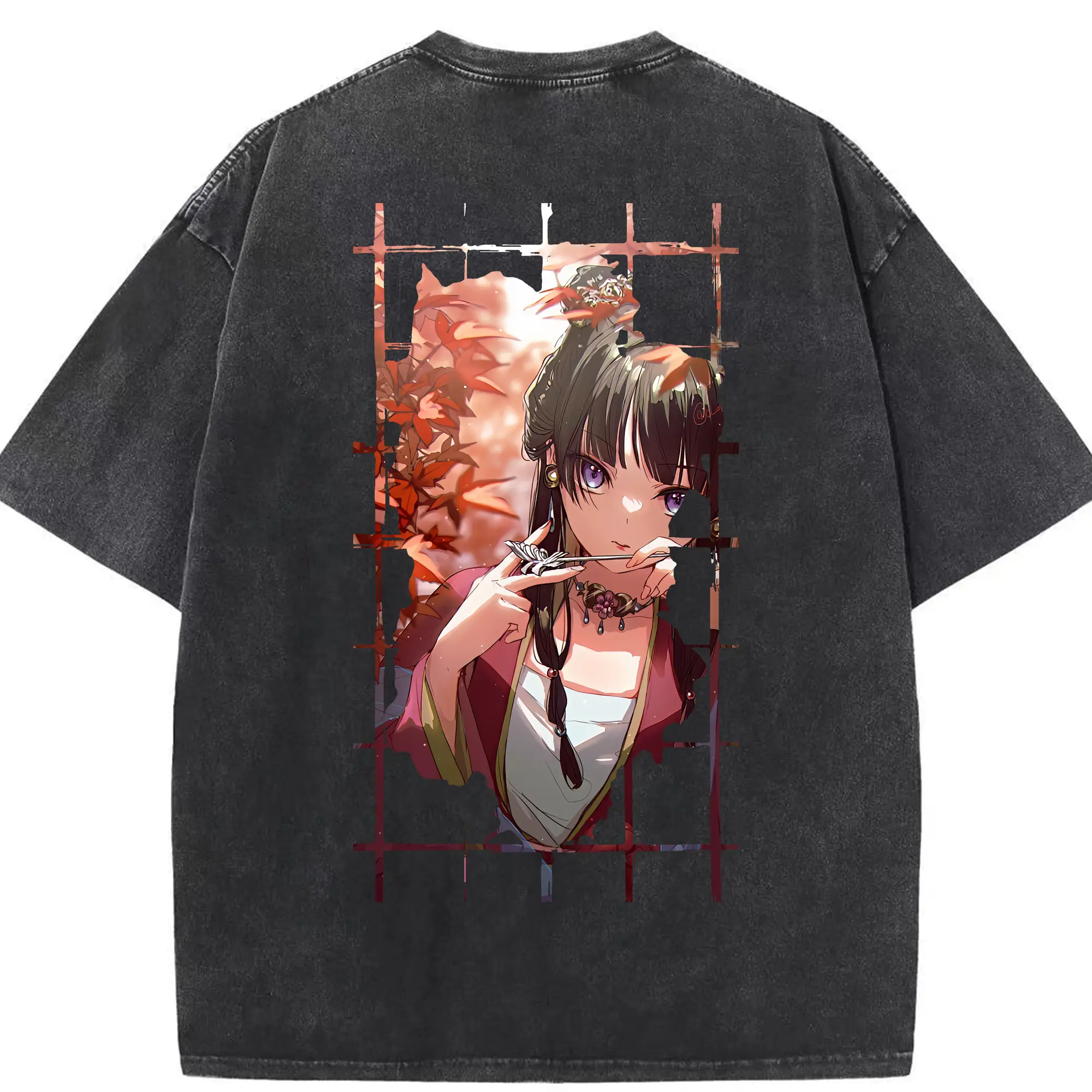 薬屋のひとりごと グッズ,猫猫 - 綿100％ ヴィンテージ風 半袖Tシャツ ・ 背面プリント ・ 柔らか肌触り ・ 通気性 快適 ・ スポーツ カジュアル 外出用