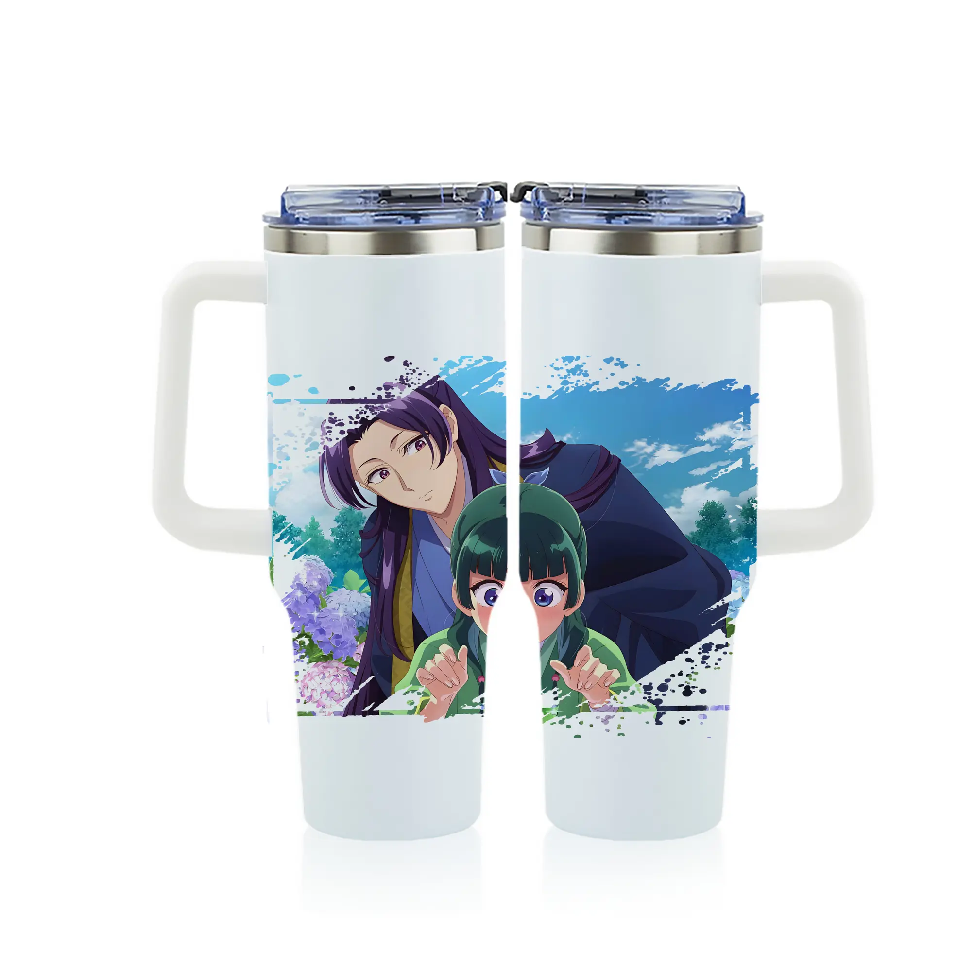 薬屋のひとりごと グッズ,壬氏 - 1200mL フルプリント車用タンブラー ・ 304ステンレス 内側 ・ 201ステンレス 外側 ・ 保温 保冷 ・ 通勤 ドライブ アウトドア用