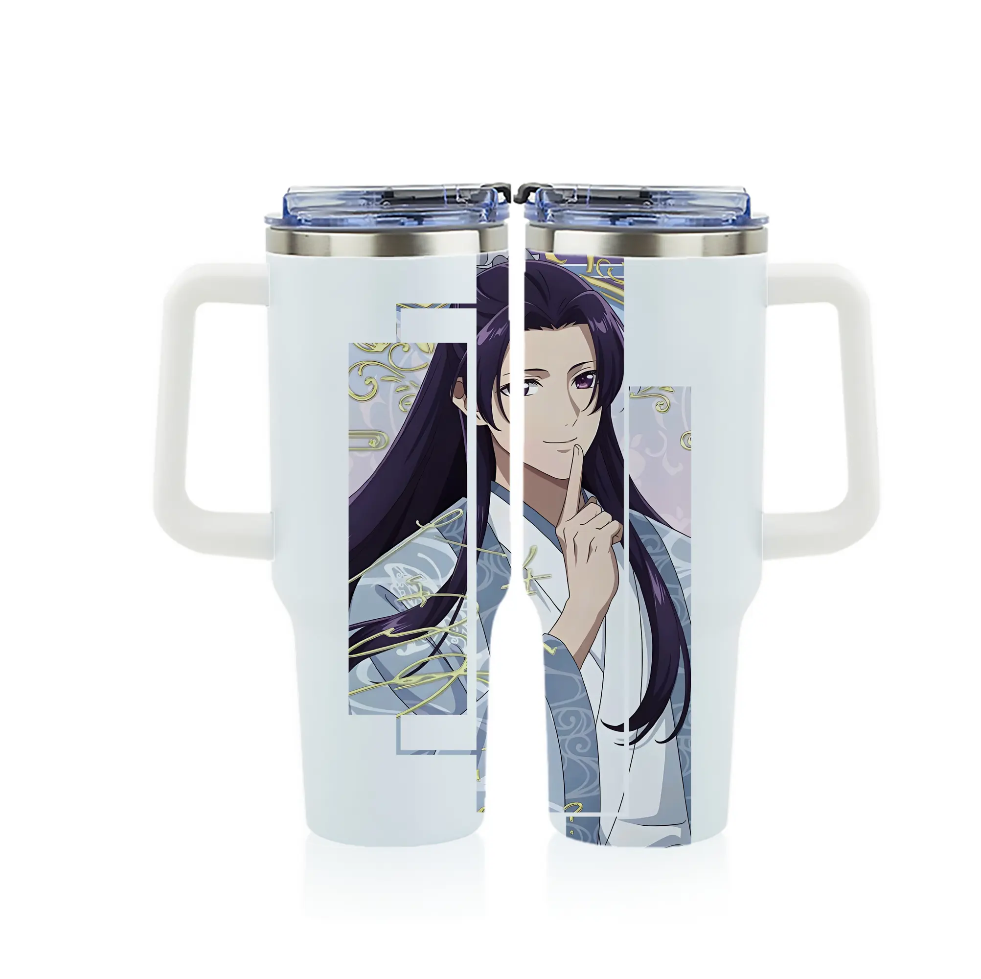 薬屋のひとりごと グッズ,壬氏 - 1200mL フルプリント車用タンブラー ・ 304ステンレス 内側 ・ 201ステンレス 外側 ・ 保温 保冷 ・ 通勤 ドライブ アウトドア用