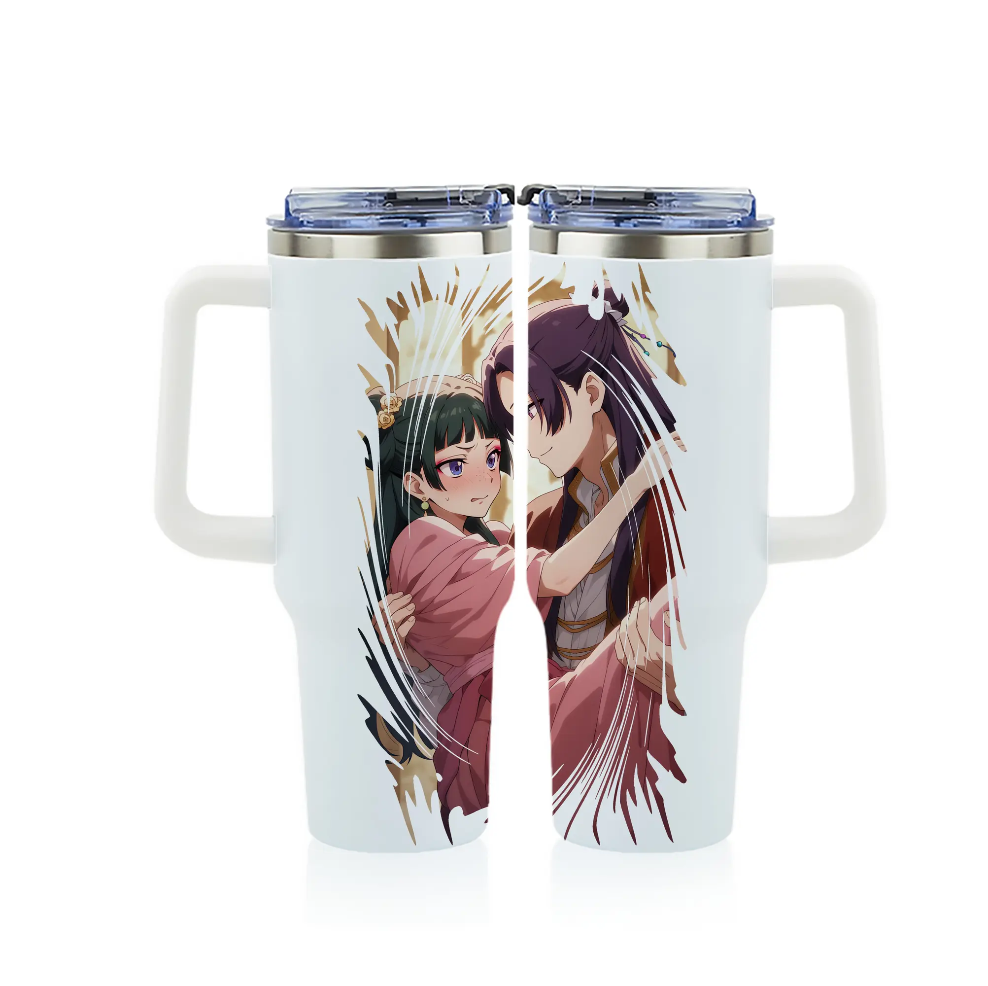 薬屋のひとりごと グッズ,壬氏 - 1200mL フルプリント車用タンブラー ・ 304ステンレス 内側 ・ 201ステンレス 外側 ・ 保温 保冷 ・ 通勤 ドライブ アウトドア用