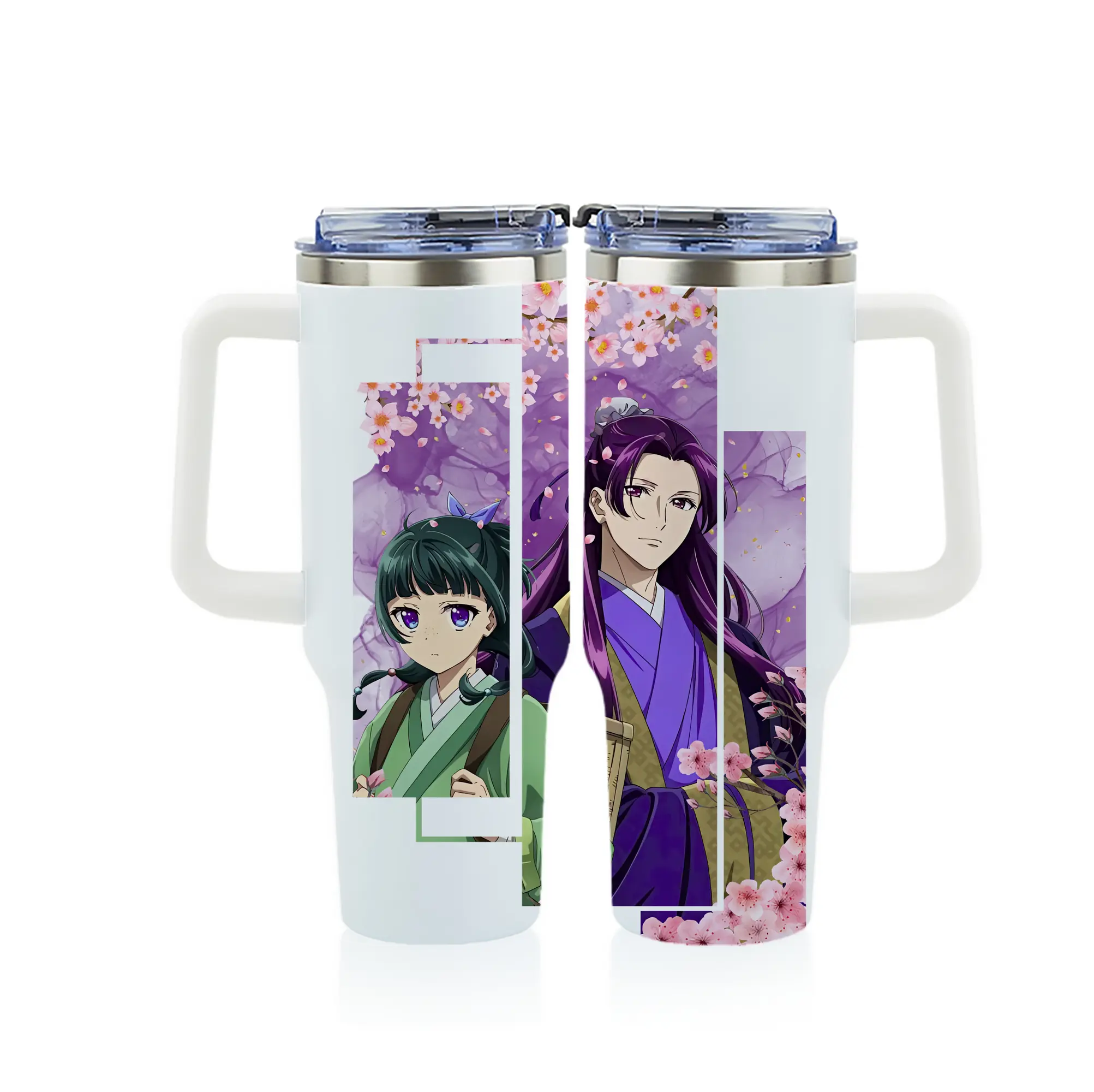 薬屋のひとりごと グッズ,壬氏 - 1200mL フルプリント車用タンブラー ・ 304ステンレス 内側 ・ 201ステンレス 外側 ・ 保温 保冷 ・ 通勤 ドライブ アウトドア用