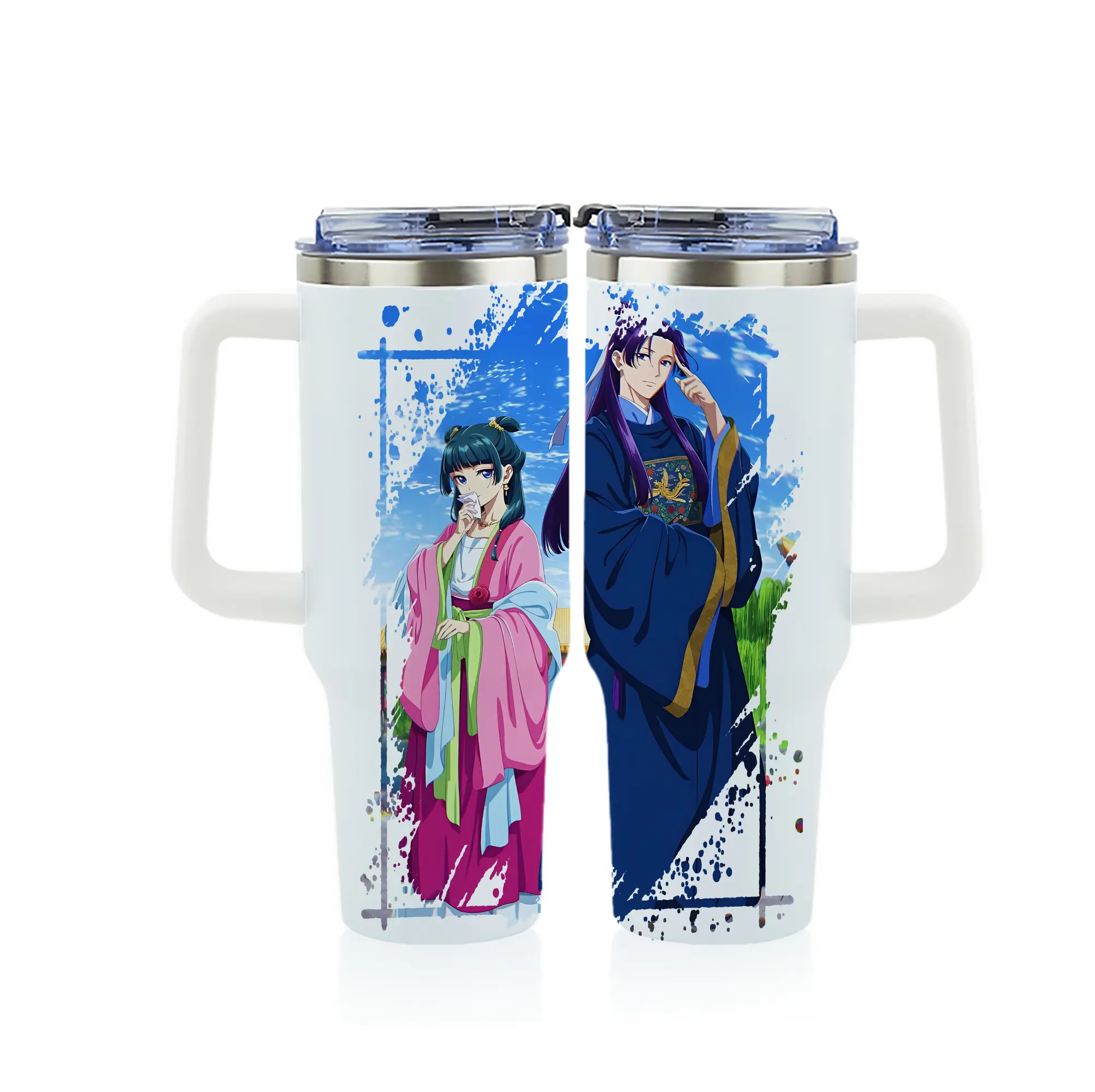 薬屋のひとりごと グッズ,壬氏 - 1200mL フルプリント車用タンブラー ・ 304ステンレス 内側 ・ 201ステンレス 外側 ・ 保温 保冷 ・ 通勤 ドライブ アウトドア用