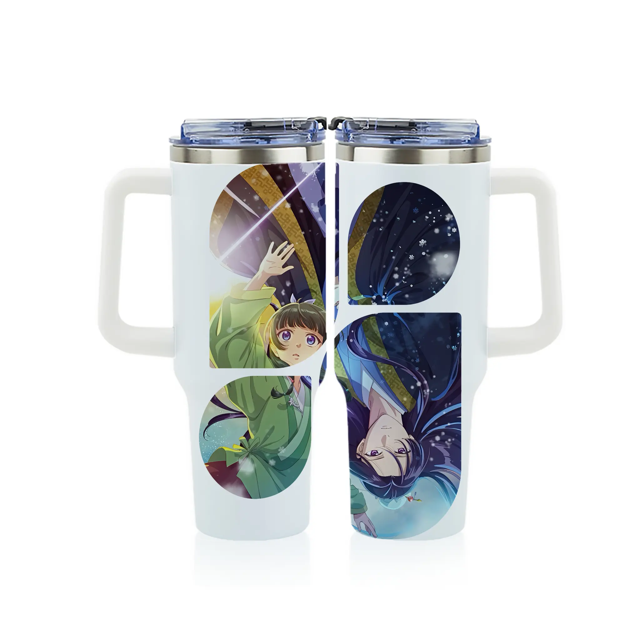 薬屋のひとりごと グッズ,壬氏 - 1200mL フルプリント車用タンブラー ・ 304ステンレス 内側 ・ 201ステンレス 外側 ・ 保温 保冷 ・ 通勤 ドライブ アウトドア用