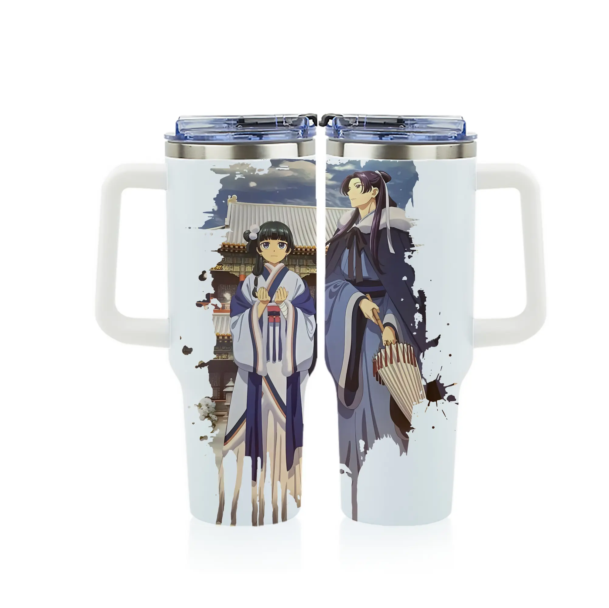 薬屋のひとりごと グッズ,壬氏 - 1200mL フルプリント車用タンブラー ・ 304ステンレス 内側 ・ 201ステンレス 外側 ・ 保温 保冷 ・ 通勤 ドライブ アウトドア用