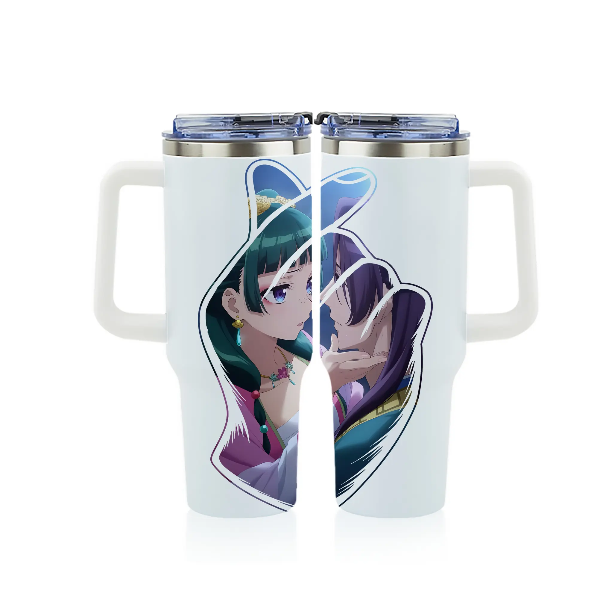 薬屋のひとりごと グッズ,壬氏 - 1200mL フルプリント車用タンブラー ・ 304ステンレス 内側 ・ 201ステンレス 外側 ・ 保温 保冷 ・ 通勤 ドライブ アウトドア用