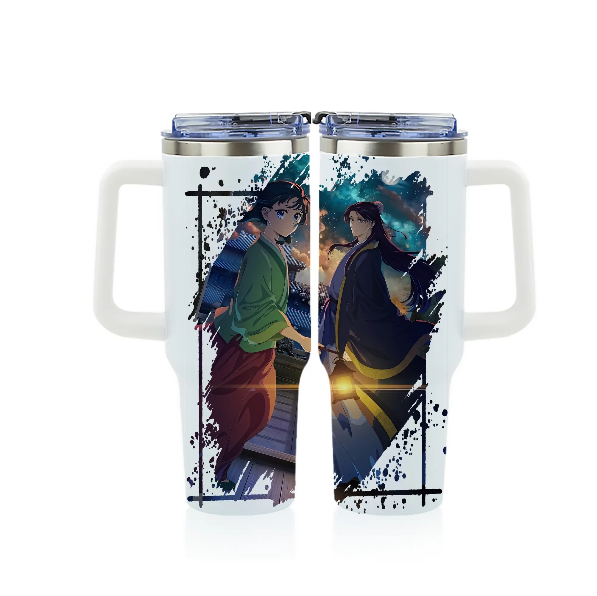 薬屋のひとりごと グッズ,壬氏 - 1200mL フルプリント車用タンブラー ・ 304ステンレス 内側 ・ 201ステンレス 外側 ・ 保温 保冷 ・ 通勤 ドライブ アウトドア用