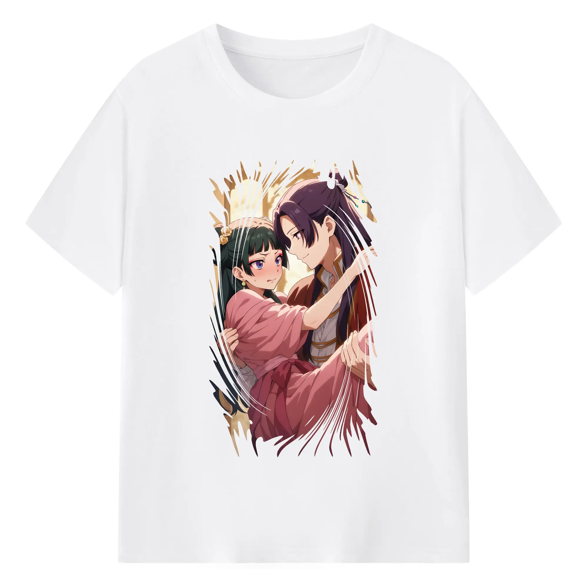 薬屋のひとりごと グッズ,壬氏 - 綿100％ 半袖Tシャツ ・ フロントプリント ・ 快適 通気性 ・ 日常使い 散歩 スポーツ用