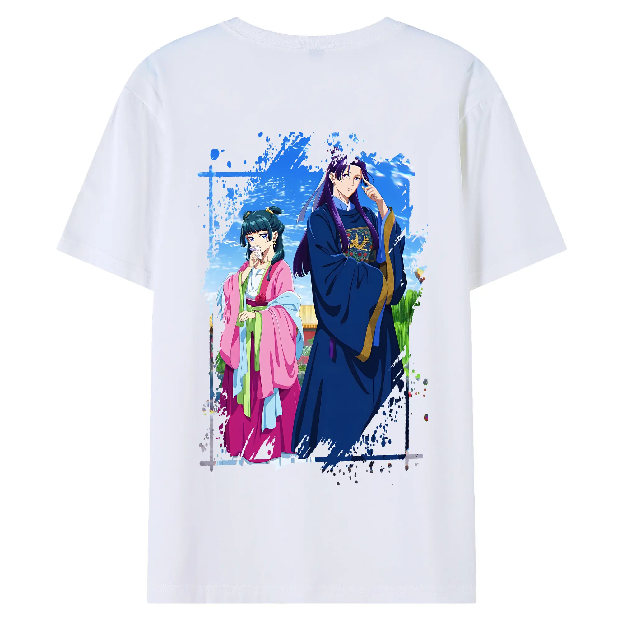 薬屋のひとりごと グッズ,壬氏 - 綿100％ 半袖Tシャツ ・ バックプリント ・ 快適 通気性 ・ 日常使い 散歩 スポーツ用