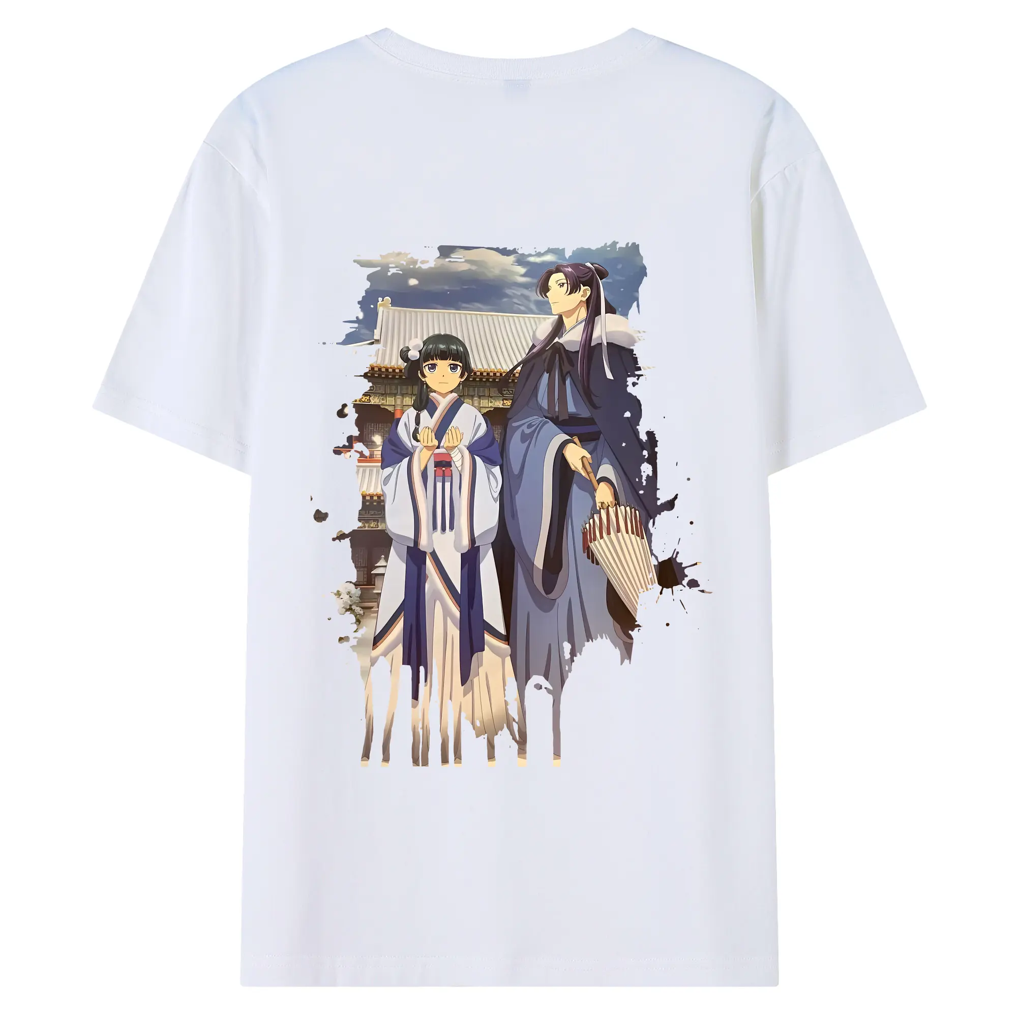 薬屋のひとりごと グッズ,壬氏 - 綿100％ 半袖Tシャツ ・ バックプリント ・ 快適 通気性 ・ 日常使い 散歩 スポーツ用