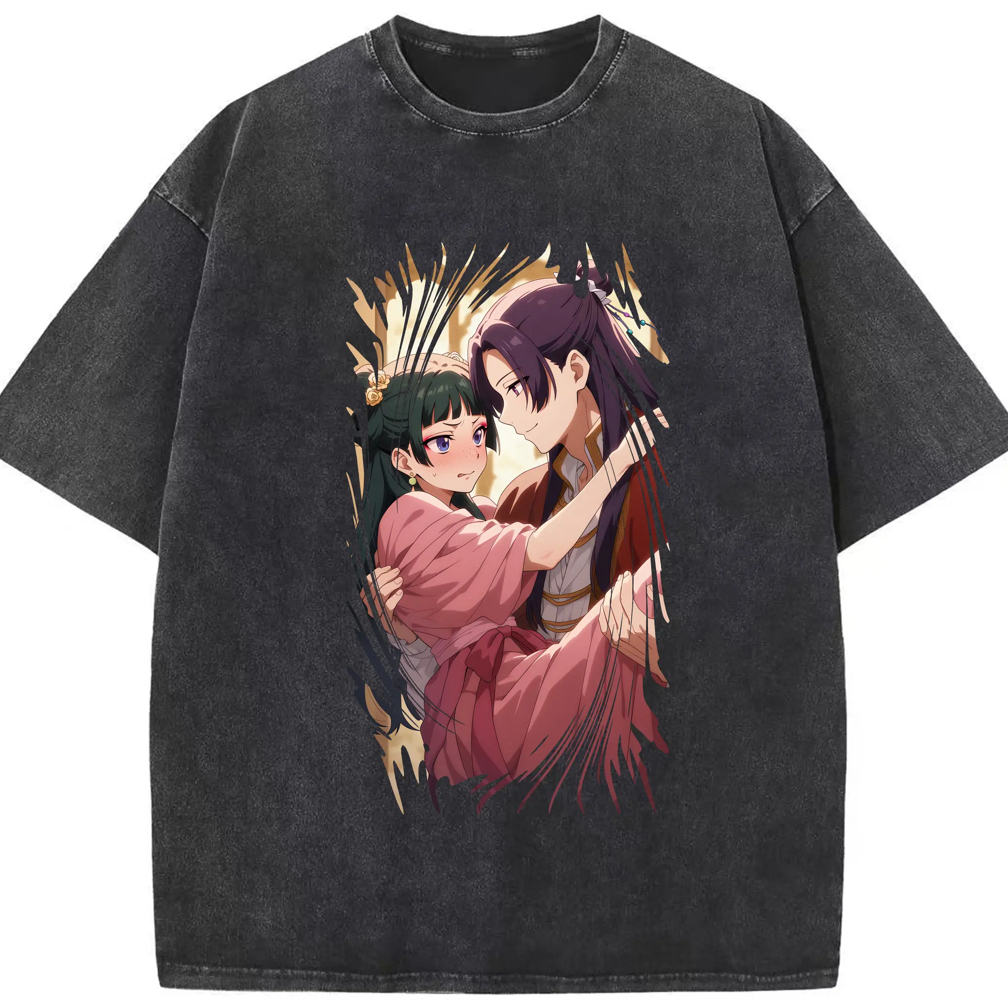 薬屋のひとりごと グッズ,壬氏 - 綿100％ ヴィンテージ風 半袖Tシャツ ・ フロントプリント ・ 柔らか肌触り ・ 通気性 快適 ・ スポーツ カジュアル 外出用