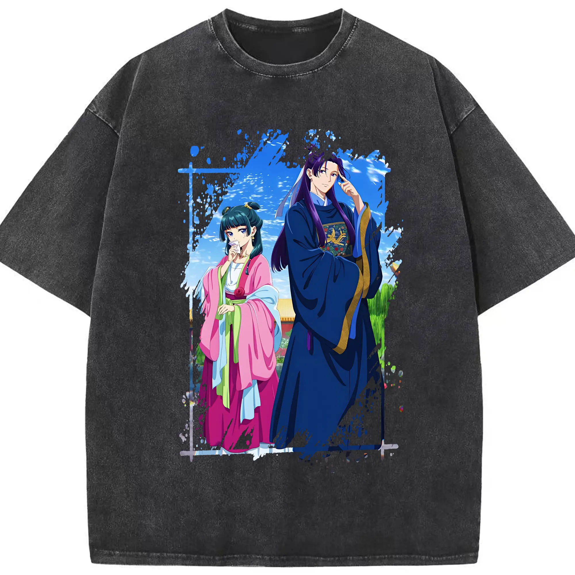 薬屋のひとりごと グッズ,壬氏 - 綿100％ ヴィンテージ風 半袖Tシャツ ・ フロントプリント ・ 柔らか肌触り ・ 通気性 快適 ・ スポーツ カジュアル 外出用