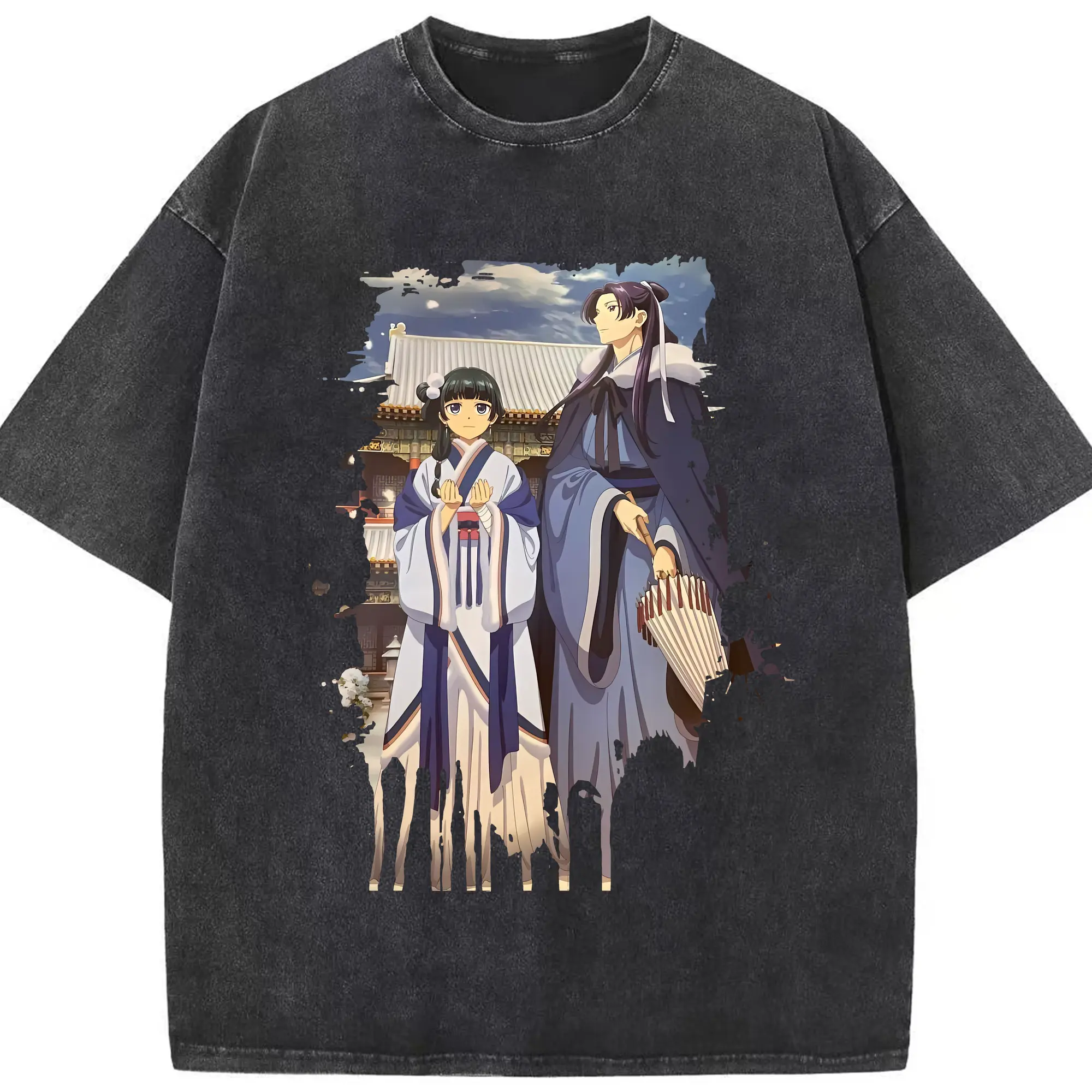 薬屋のひとりごと グッズ,壬氏 - 綿100％ ヴィンテージ風 半袖Tシャツ ・ フロントプリント ・ 柔らか肌触り ・ 通気性 快適 ・ スポーツ カジュアル 外出用