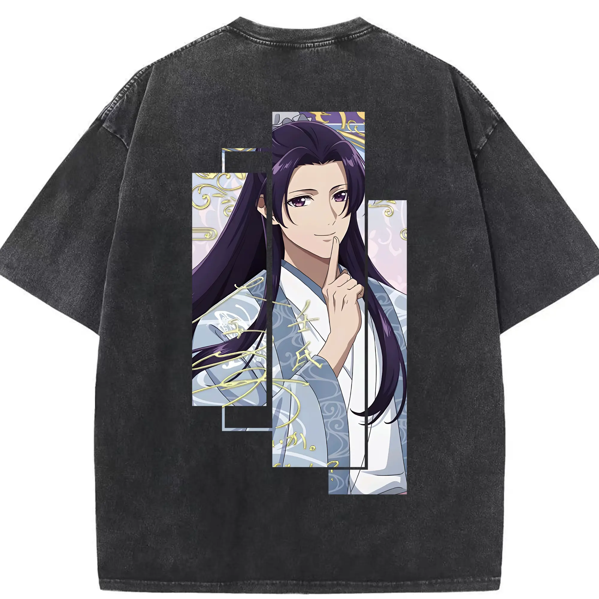 薬屋のひとりごと グッズ,壬氏 - 綿100％ ヴィンテージ風 半袖Tシャツ ・ 背面プリント ・ 柔らか肌触り ・ 通気性 快適 ・ スポーツ カジュアル 外出用