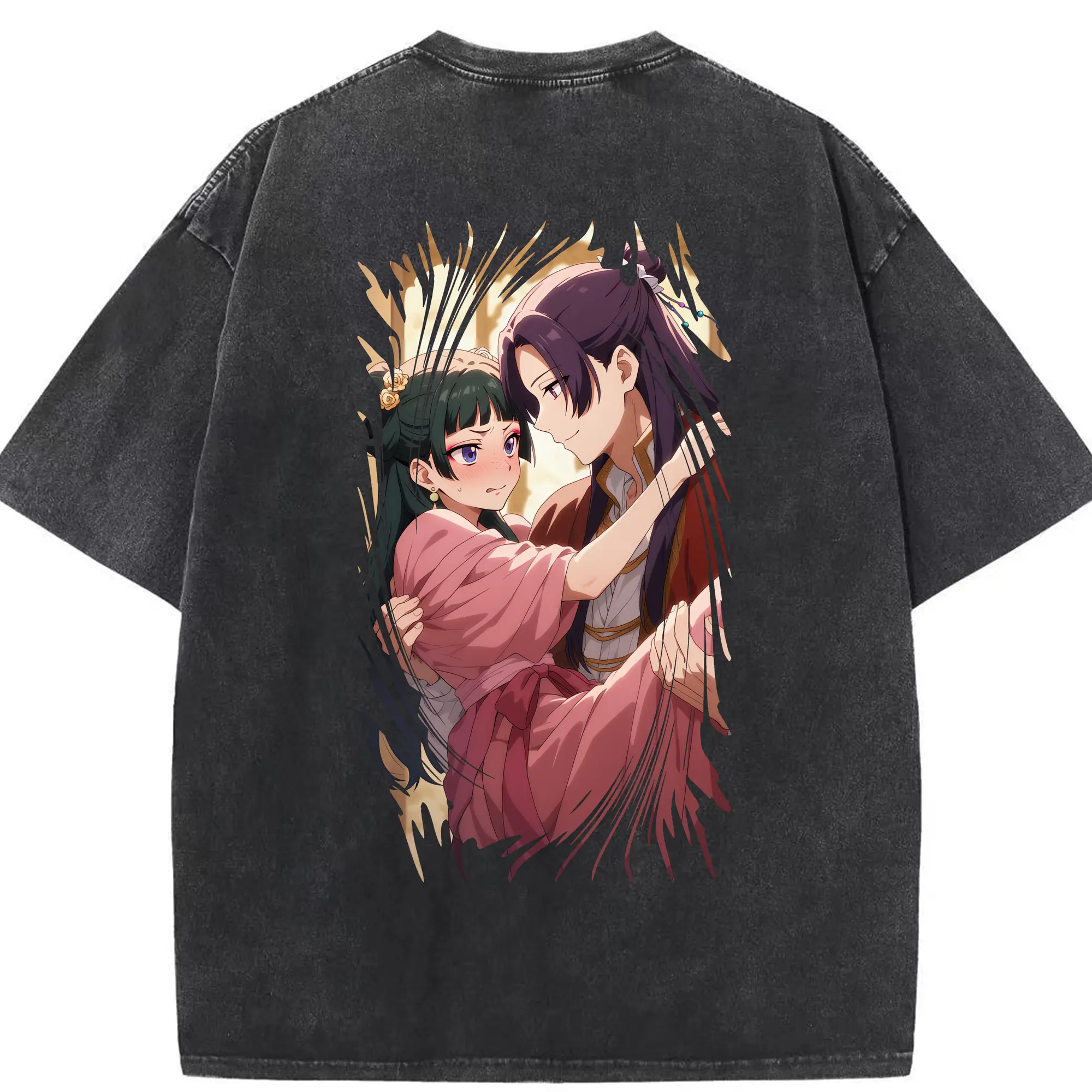 薬屋のひとりごと グッズ,壬氏 - 綿100％ ヴィンテージ風 半袖Tシャツ ・ 背面プリント ・ 柔らか肌触り ・ 通気性 快適 ・ スポーツ カジュアル 外出用