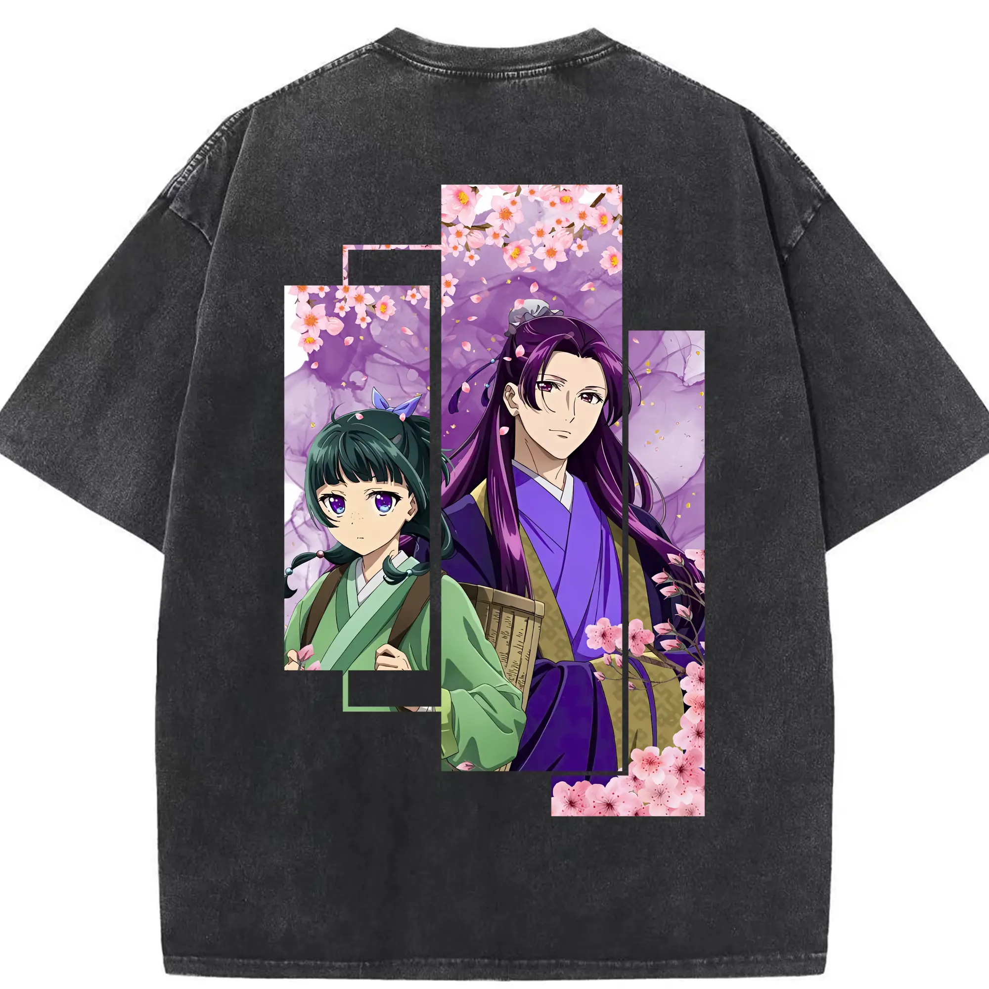 薬屋のひとりごと グッズ,壬氏 - 綿100％ ヴィンテージ風 半袖Tシャツ ・ 背面プリント ・ 柔らか肌触り ・ 通気性 快適 ・ スポーツ カジュアル 外出用