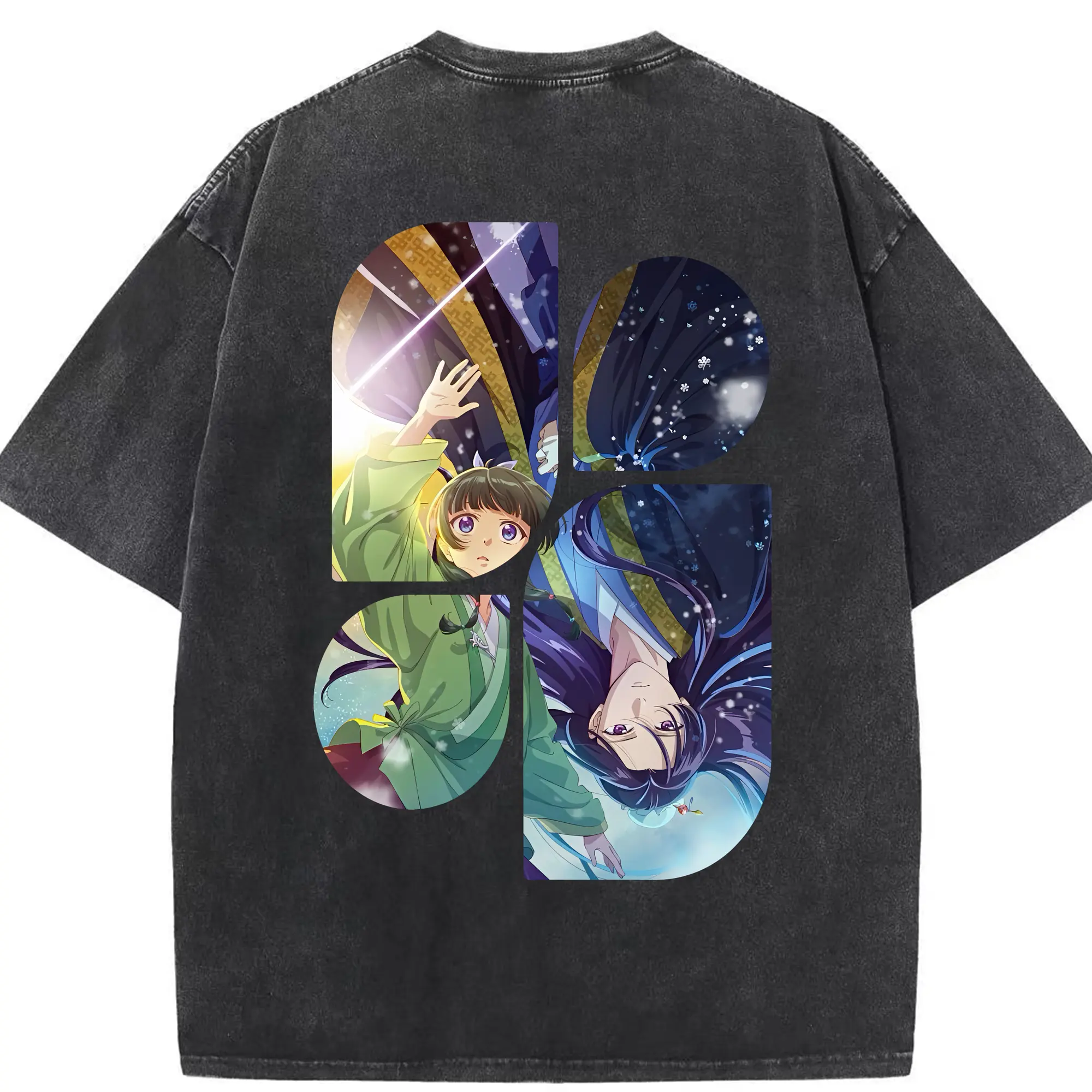 薬屋のひとりごと グッズ,壬氏 - 綿100％ ヴィンテージ風 半袖Tシャツ ・ 背面プリント ・ 柔らか肌触り ・ 通気性 快適 ・ スポーツ カジュアル 外出用