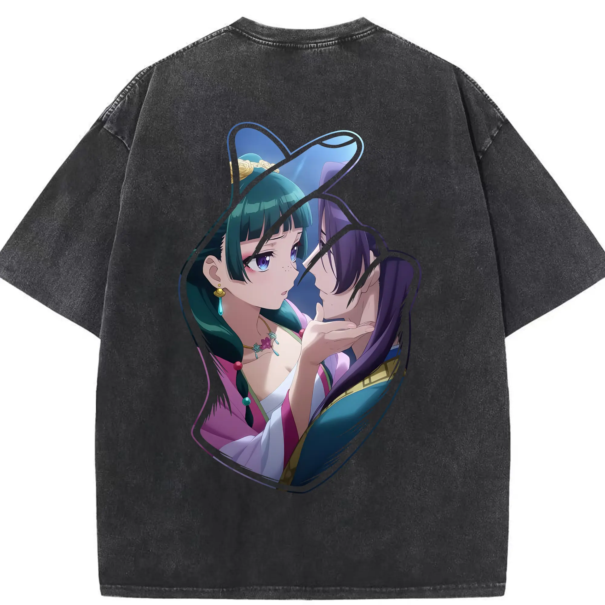 薬屋のひとりごと グッズ,壬氏 - 綿100％ ヴィンテージ風 半袖Tシャツ ・ 背面プリント ・ 柔らか肌触り ・ 通気性 快適 ・ スポーツ カジュアル 外出用