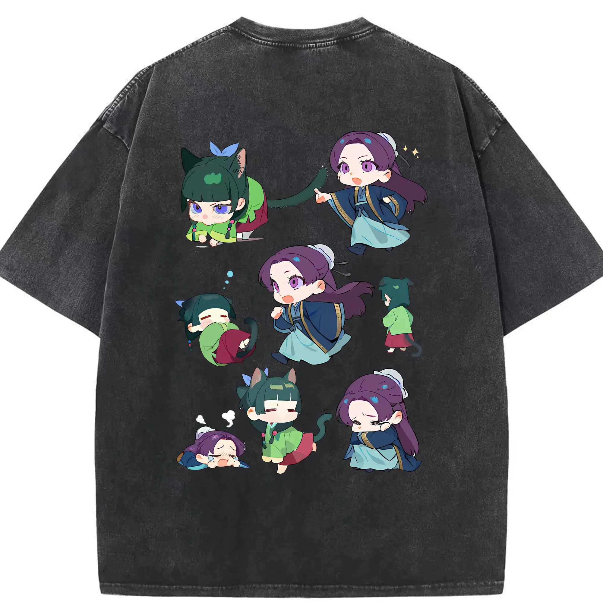 薬屋のひとりごと グッズ,壬氏 - 綿100％ ヴィンテージ風 半袖Tシャツ ・ 背面プリント ・ 柔らか肌触り ・ 通気性 快適 ・ スポーツ カジュアル 外出用