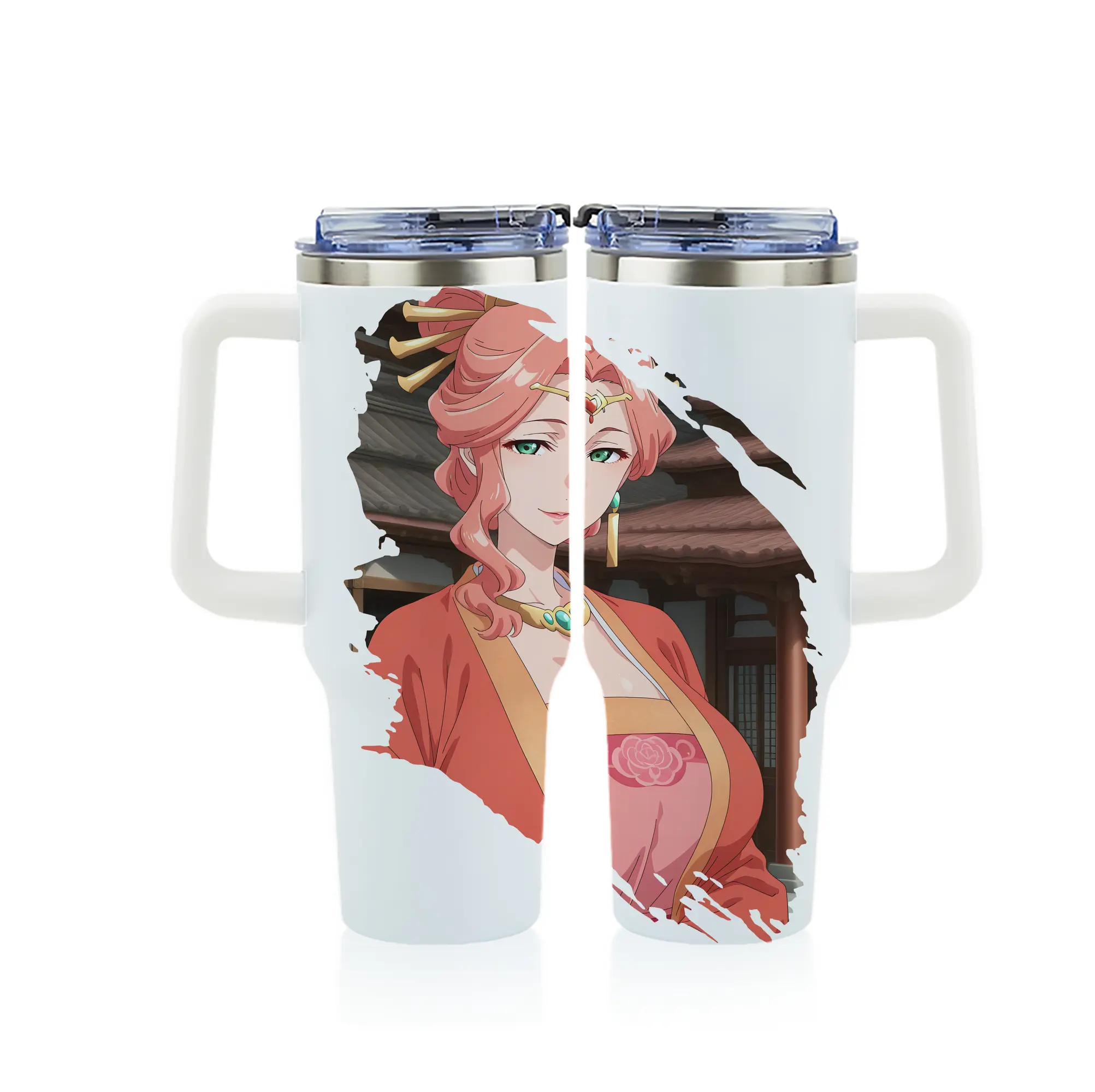 薬屋のひとりごと グッズ,玉葉妃 - 1200mL フルプリント車用タンブラー ・ 304ステンレス 内側 ・ 201ステンレス 外側 ・ 保温 保冷 ・ 通勤 ドライブ アウトドア用