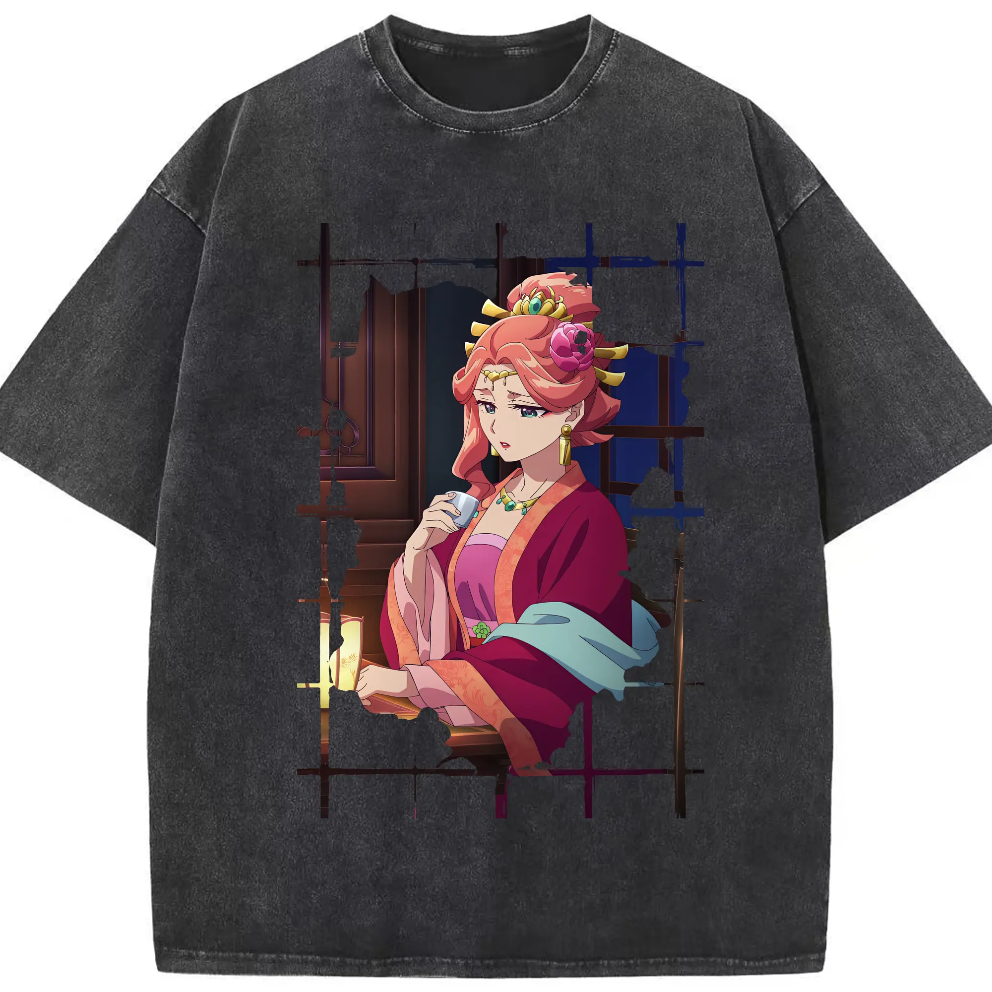 薬屋のひとりごと グッズ,玉葉妃 - 綿100％ ヴィンテージ風 半袖Tシャツ ・ フロントプリント ・ 柔らか肌触り ・ 通気性 快適 ・ スポーツ カジュアル 外出用