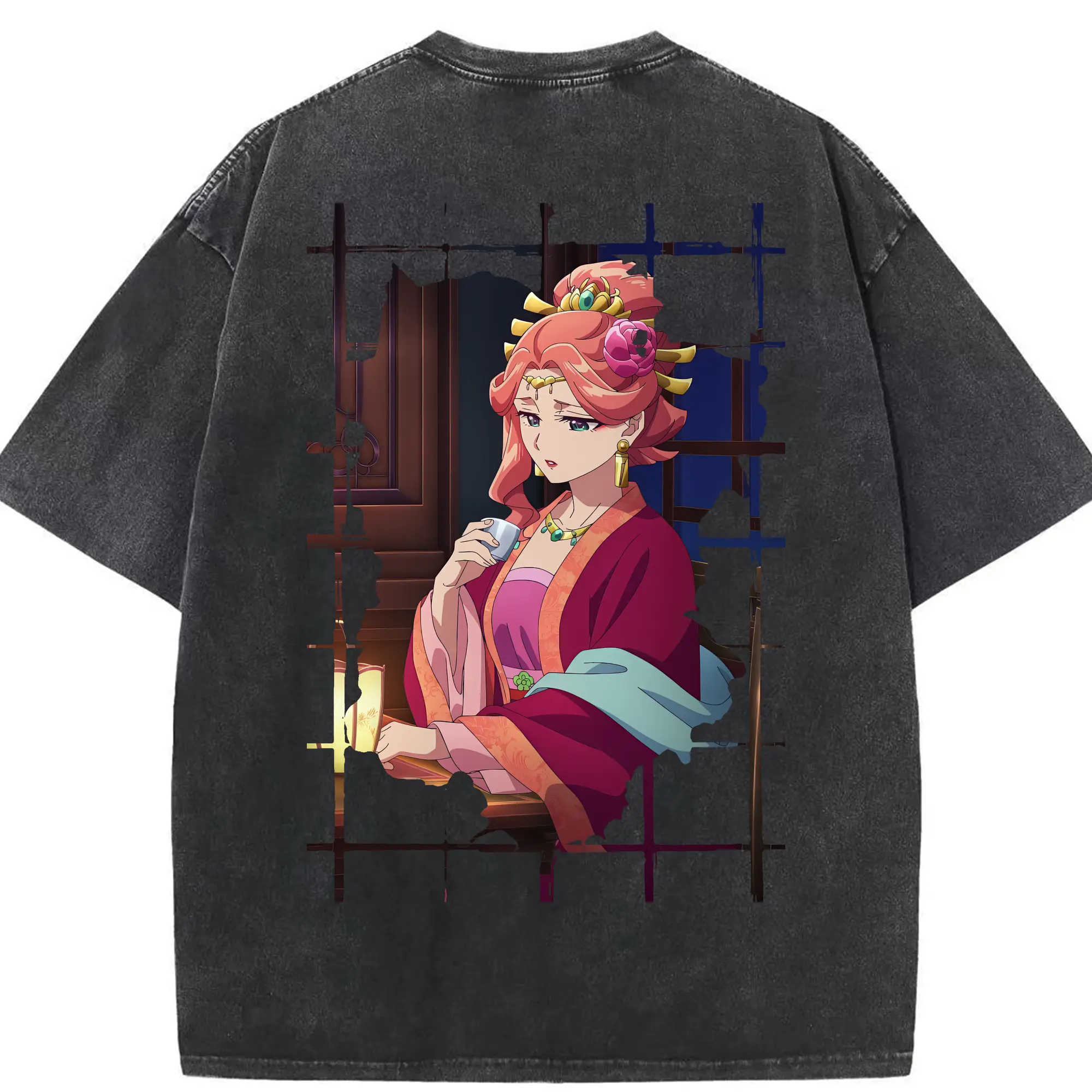 薬屋のひとりごと グッズ,玉葉妃 - 綿100％ ヴィンテージ風 半袖Tシャツ ・ 背面プリント ・ 柔らか肌触り ・ 通気性 快適 ・ スポーツ カジュアル 外出用