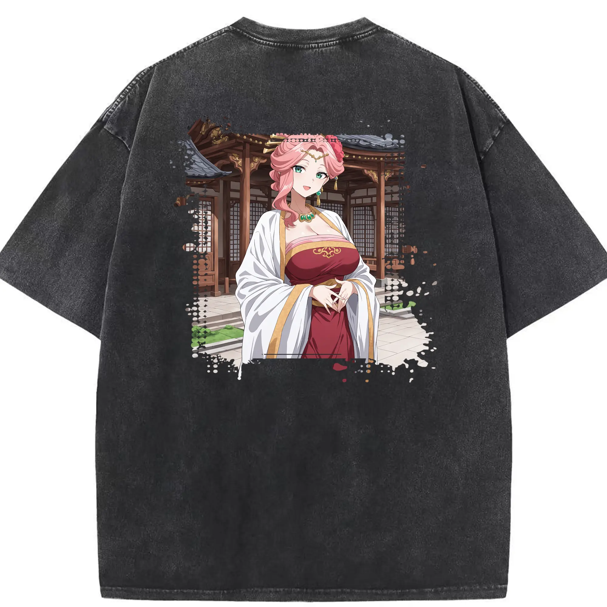 薬屋のひとりごと グッズ,玉葉妃 - 綿100％ ヴィンテージ風 半袖Tシャツ ・ 背面プリント ・ 柔らか肌触り ・ 通気性 快適 ・ スポーツ カジュアル 外出用