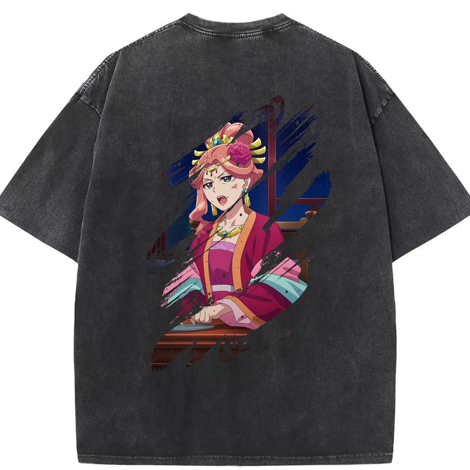 薬屋のひとりごと グッズ,玉葉妃 - 綿100％ ヴィンテージ風 半袖Tシャツ ・ 背面プリント ・ 柔らか肌触り ・ 通気性 快適 ・ スポーツ カジュアル 外出用