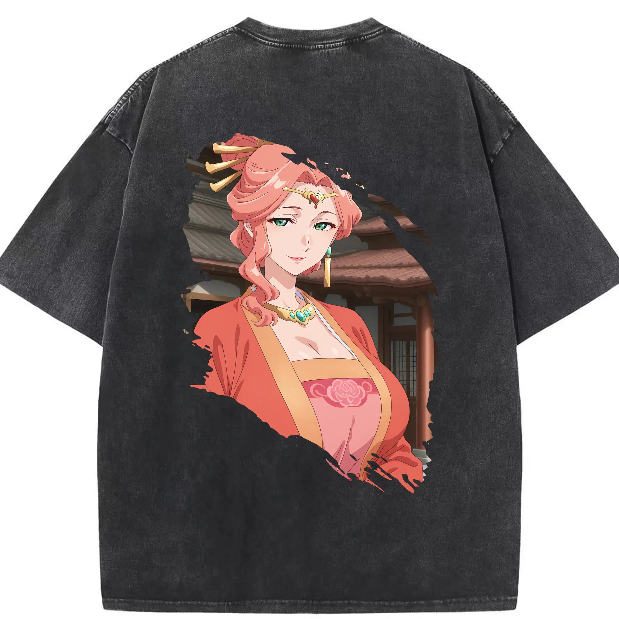 薬屋のひとりごと グッズ,玉葉妃 - 綿100％ ヴィンテージ風 半袖Tシャツ ・ 背面プリント ・ 柔らか肌触り ・ 通気性 快適 ・ スポーツ カジュアル 外出用