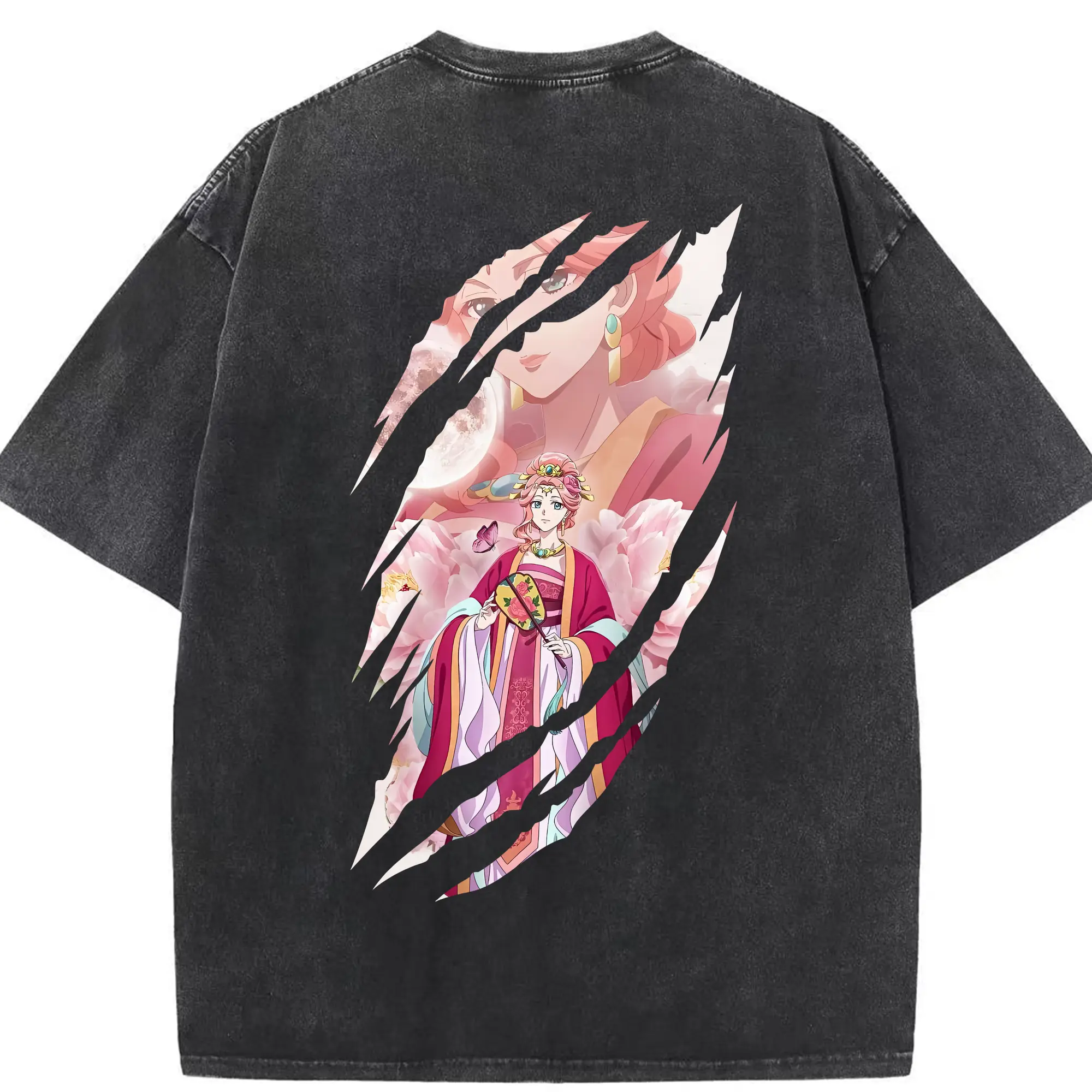 薬屋のひとりごと グッズ,玉葉妃 - 綿100％ ヴィンテージ風 半袖Tシャツ ・ 背面プリント ・ 柔らか肌触り ・ 通気性 快適 ・ スポーツ カジュアル 外出用